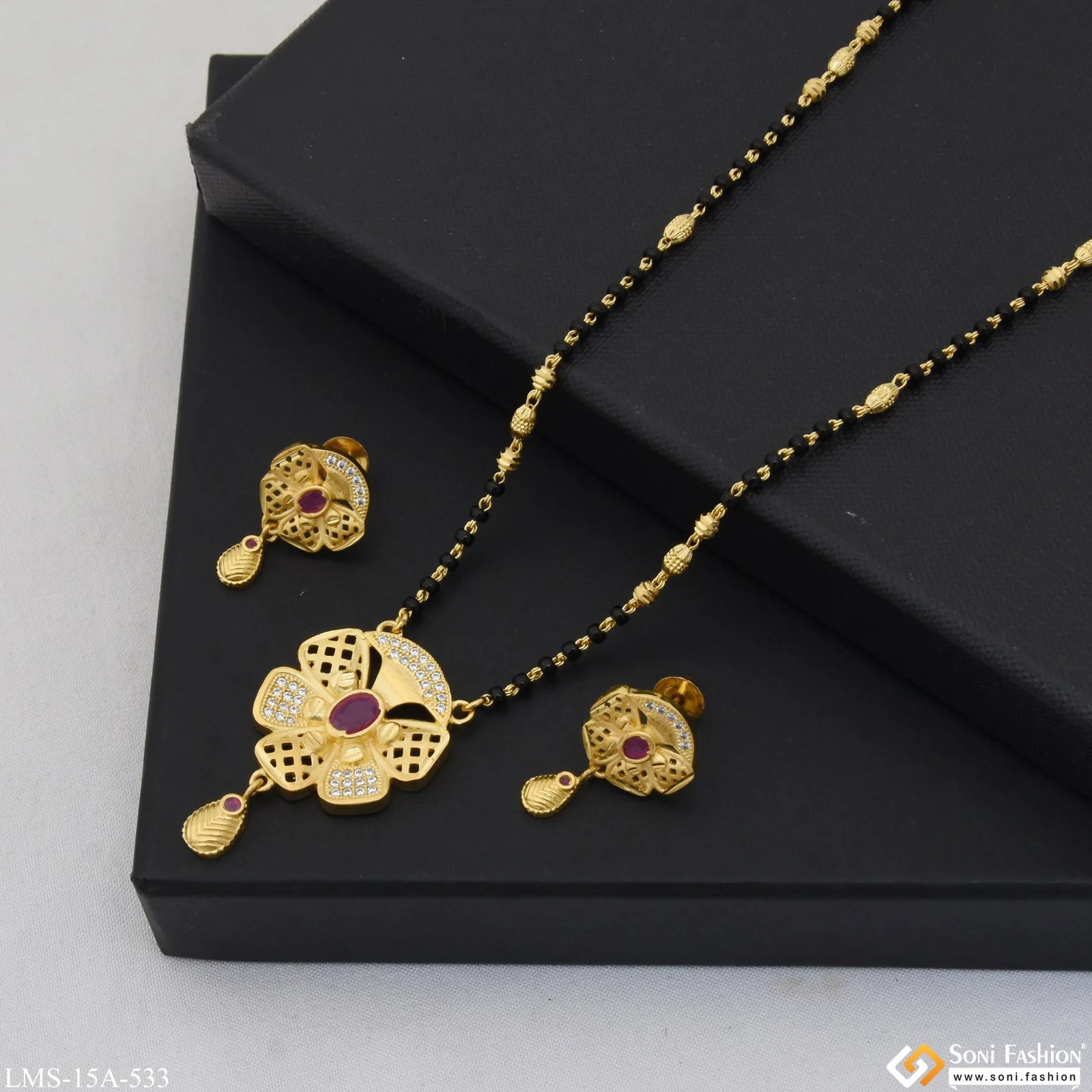 Finely Detailed Gold Plated Mangalsutra Set for Women - Style A533 - Image 5