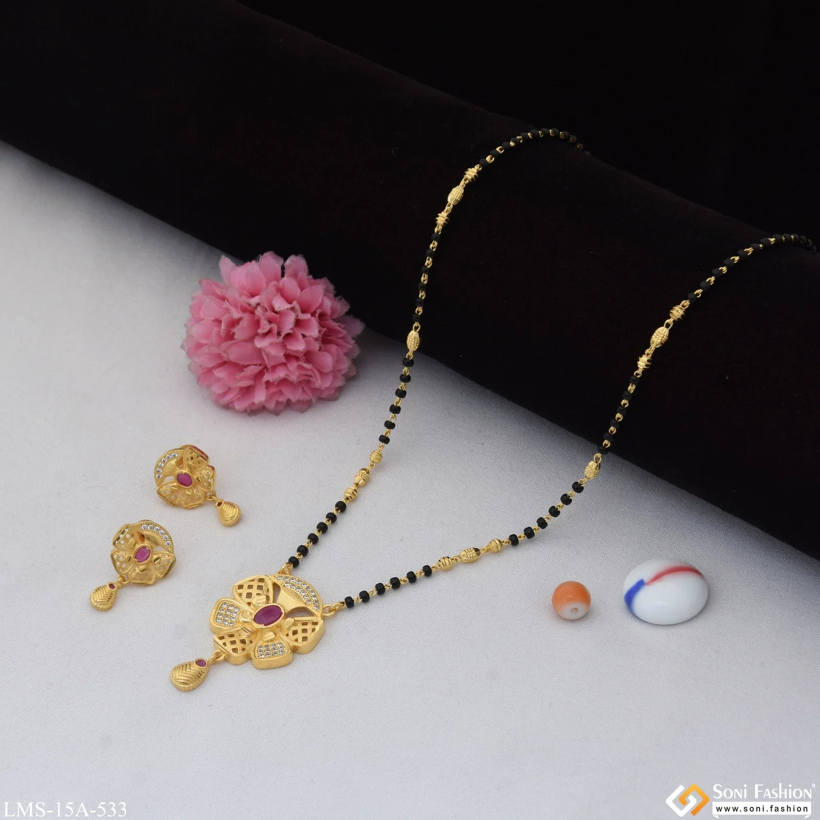 Finely Detailed Gold Plated Mangalsutra Set for Women - Style A533 - Image 6