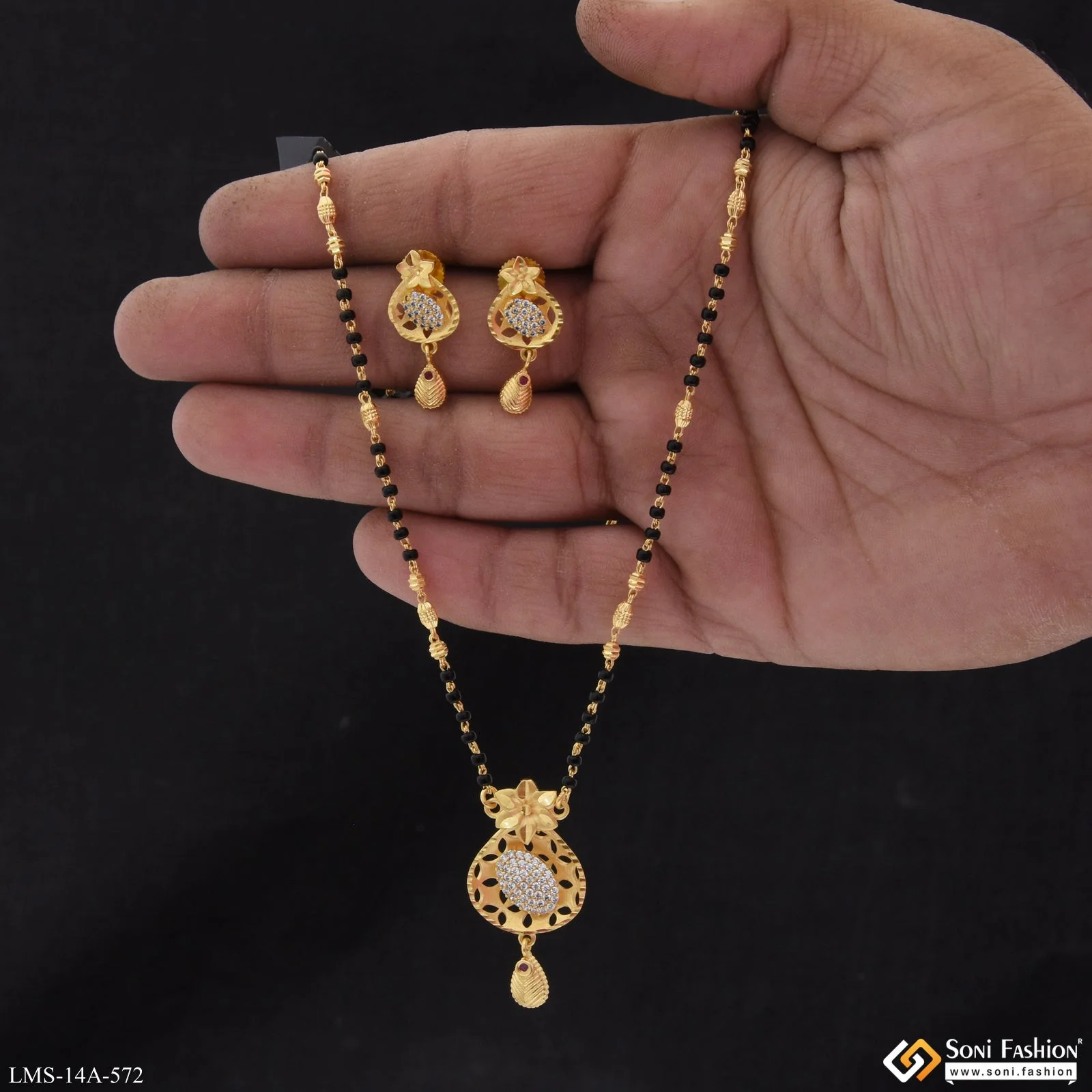 Finely Detailed Gold Plated Mangalsutra Set for Women - Style A572 - Image 2
