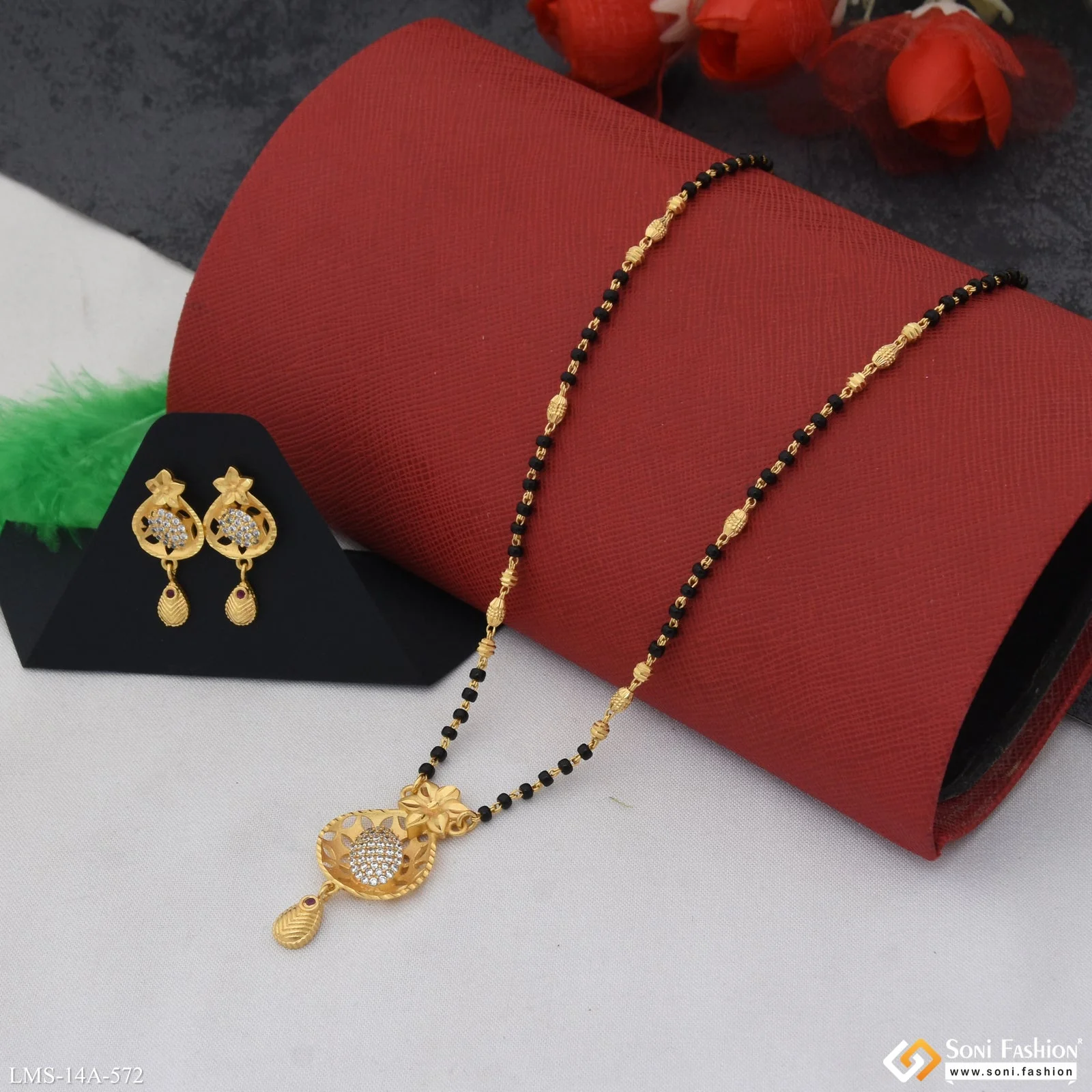 Finely Detailed Gold Plated Mangalsutra Set for Women - Style A572 - Image 3
