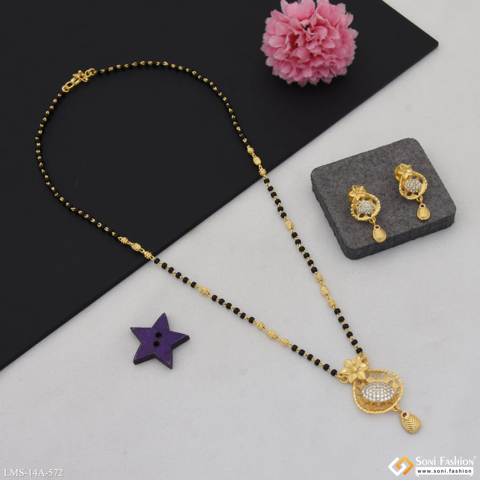 Finely Detailed Gold Plated Mangalsutra Set for Women - Style A572 - Image 4