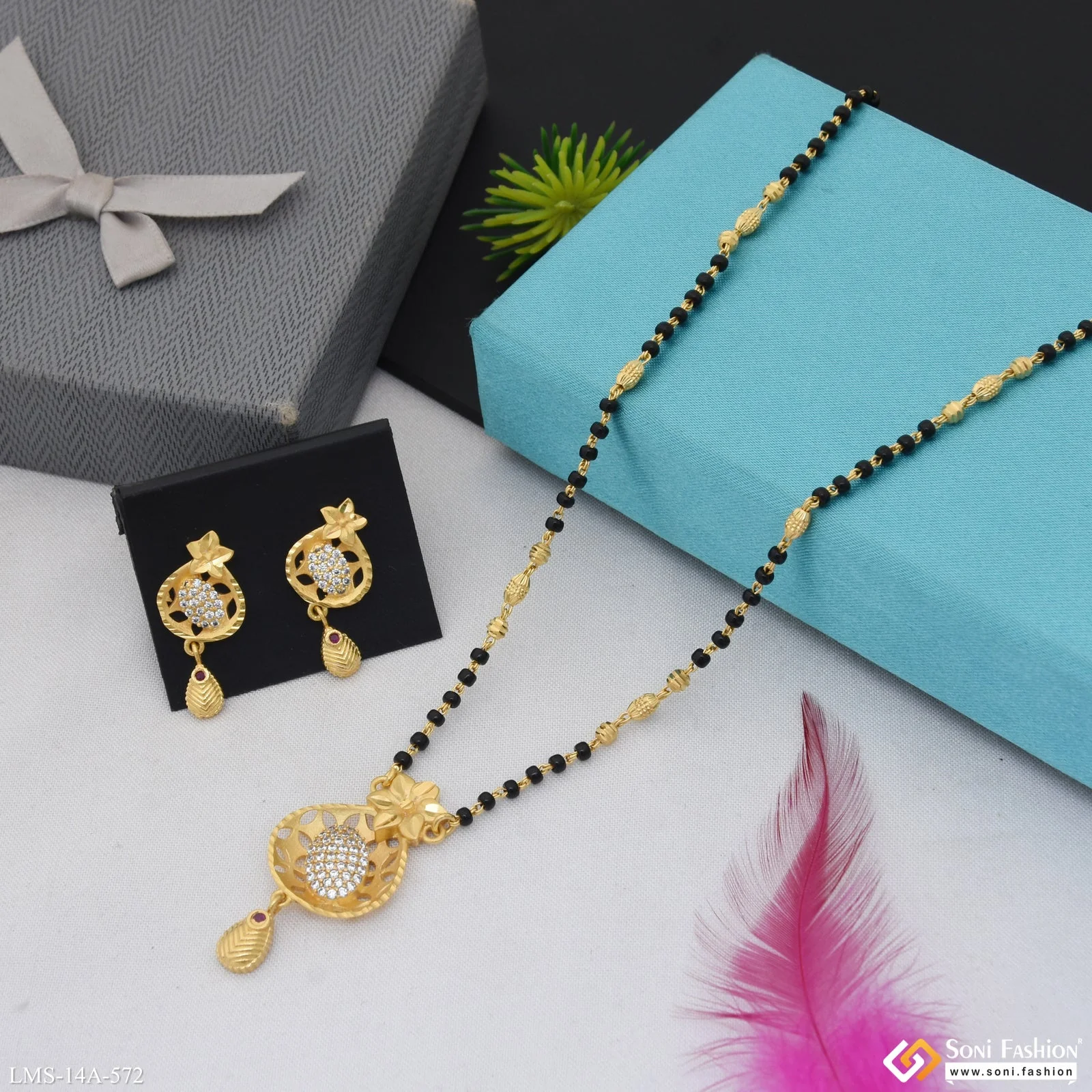 Finely Detailed Gold Plated Mangalsutra Set for Women - Style A572 - Image 5