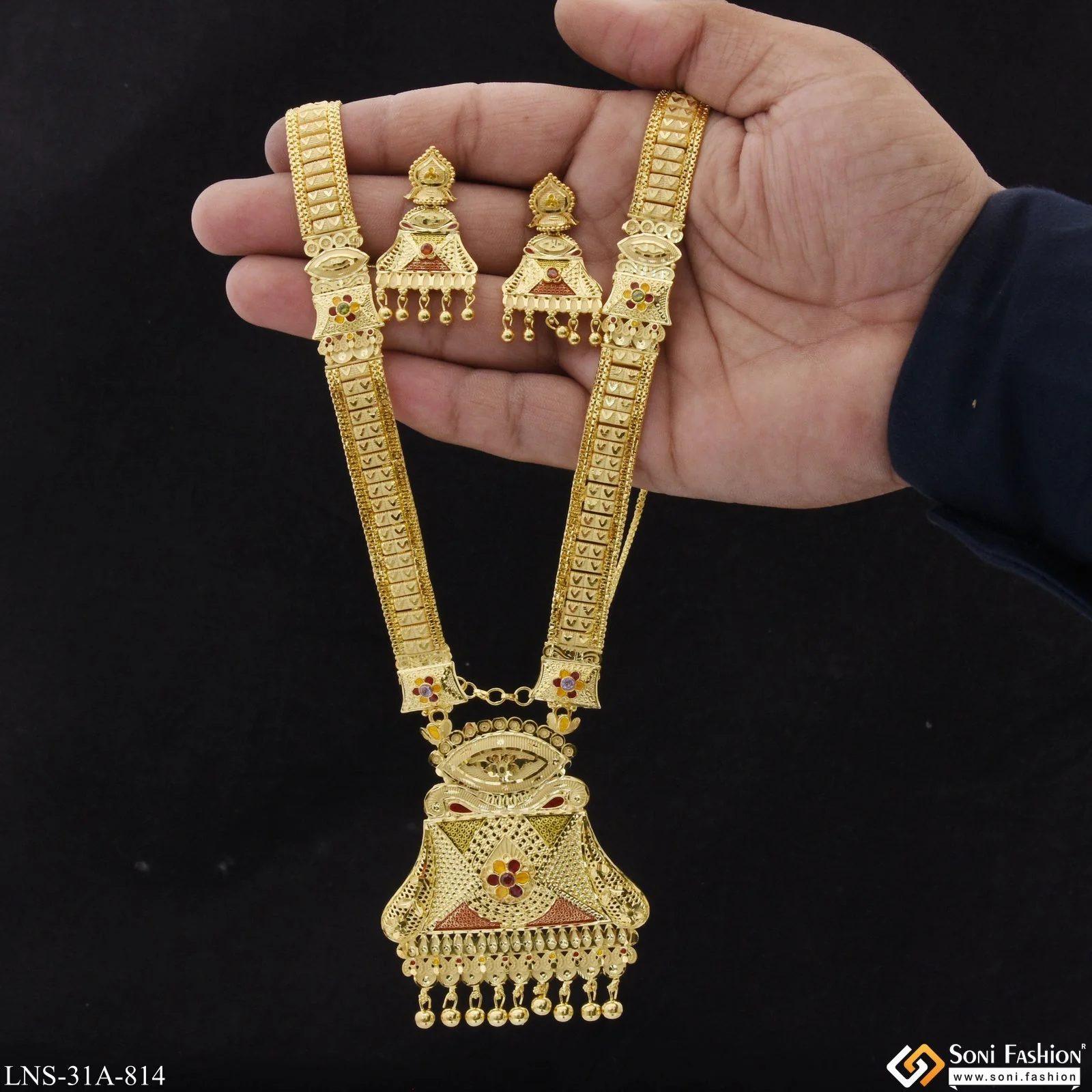 Finely Detailed Gold Plated Necklace Set for Women - Style A814 - Image 2