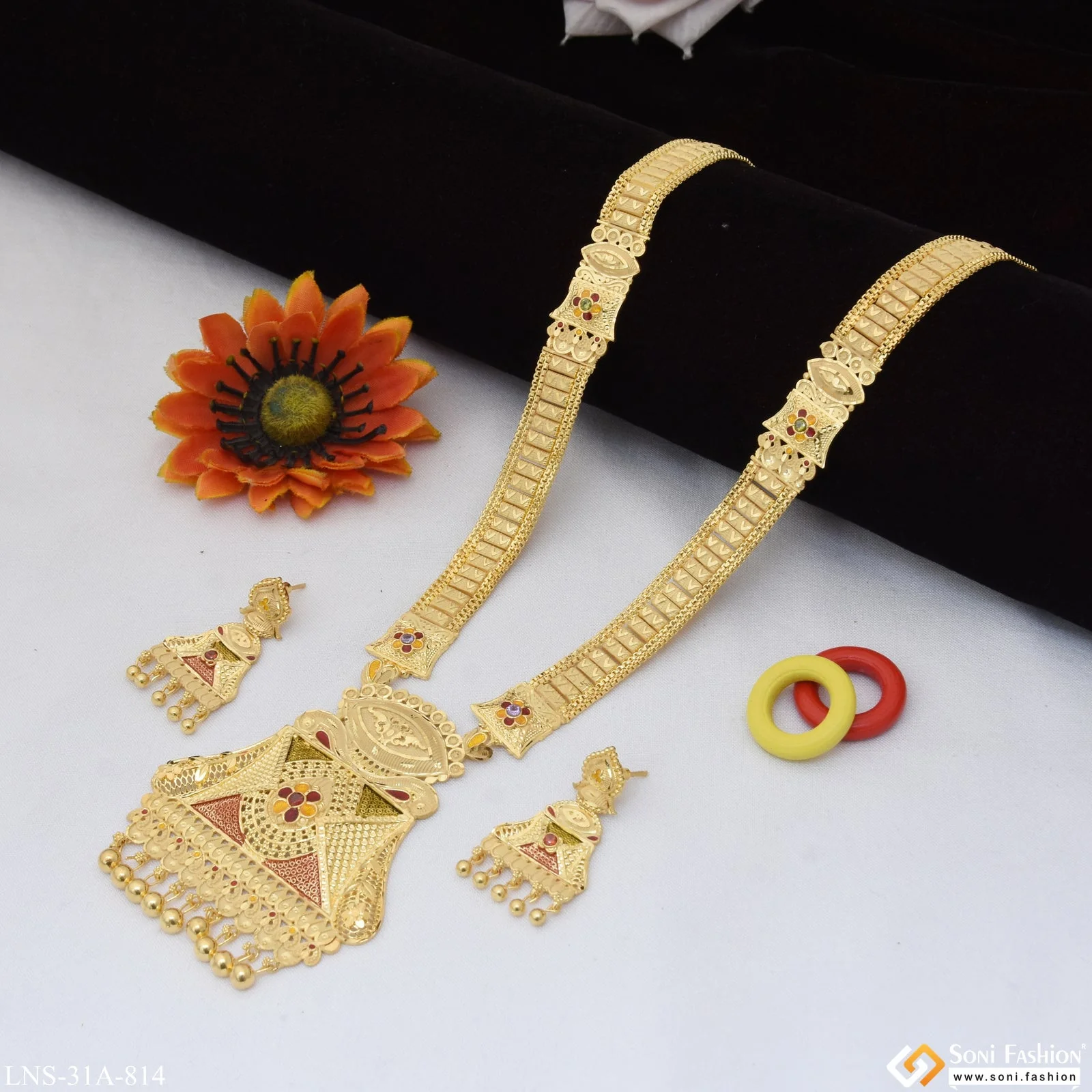 Finely Detailed Gold Plated Necklace Set for Women - Style A814 - Image 5
