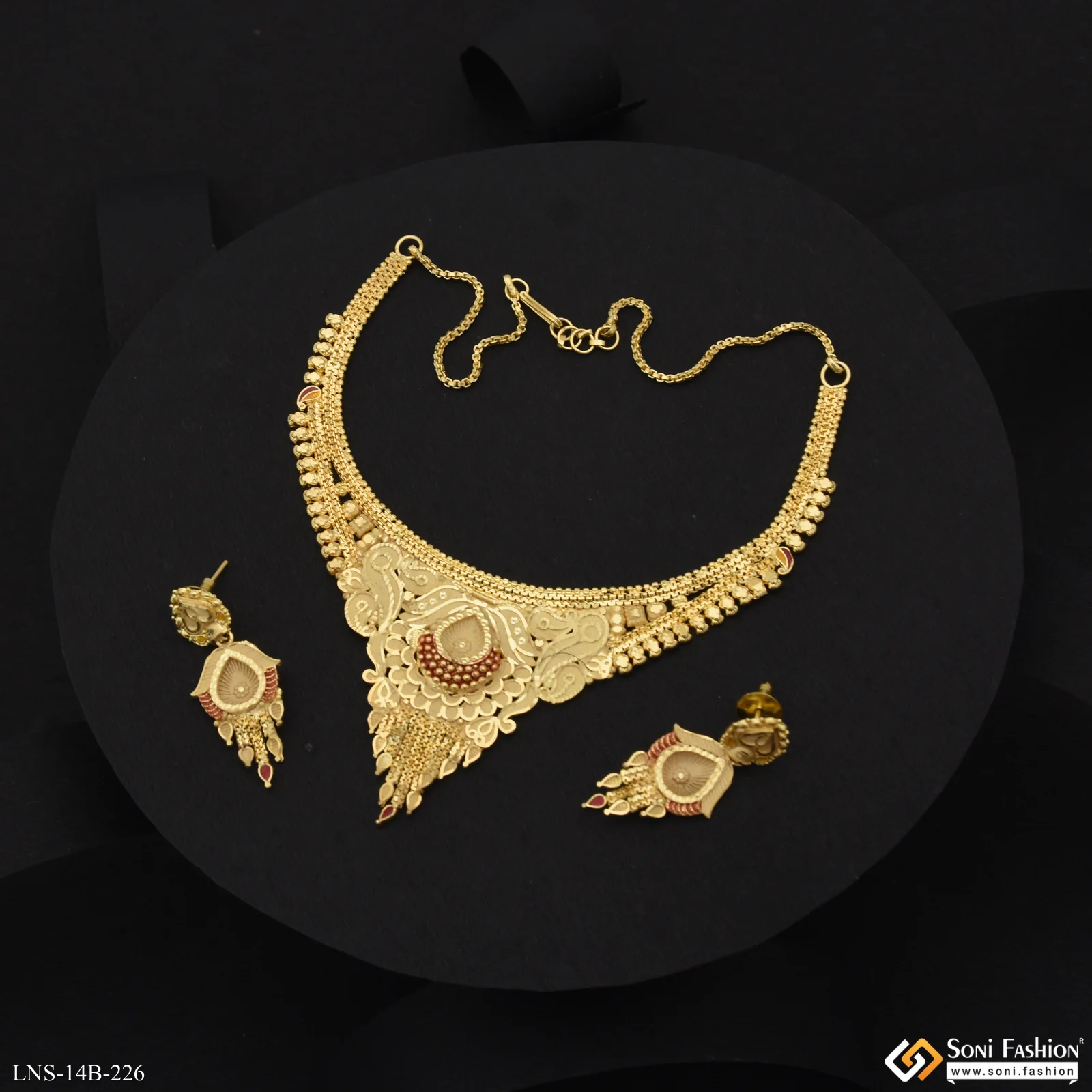 Finely Detailed Gold Plated Necklace Set for Women - Style B226 - Image 2