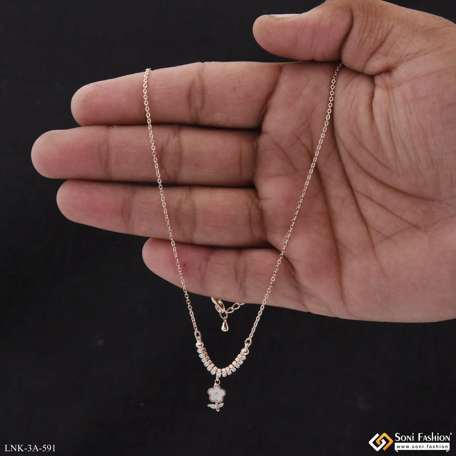 Finely Detailed Rose Gold Color Necklace for Ladies - Style A591 - Image 3