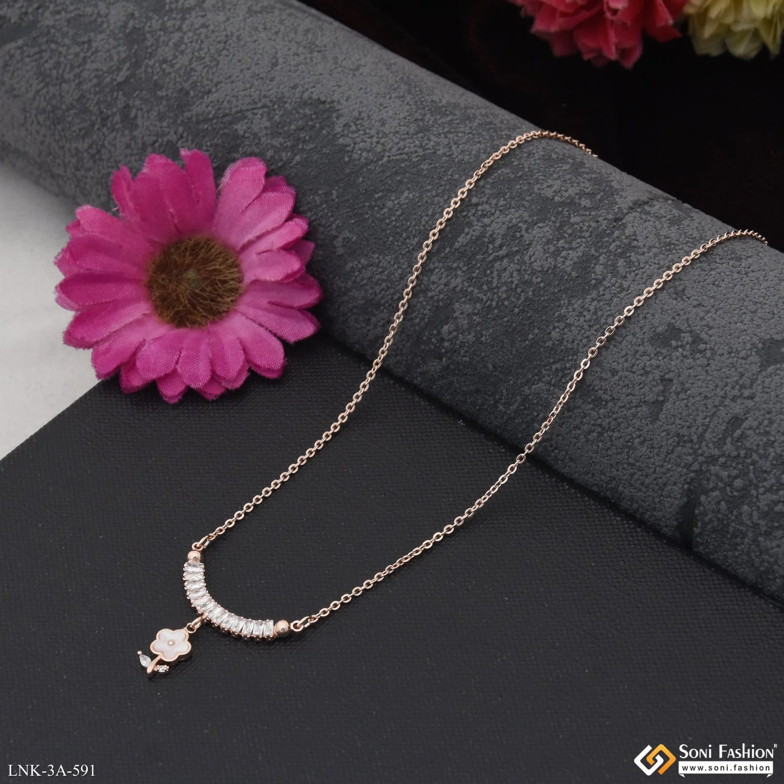 Finely Detailed Rose Gold Color Necklace for Ladies - Style A591 - Image 4