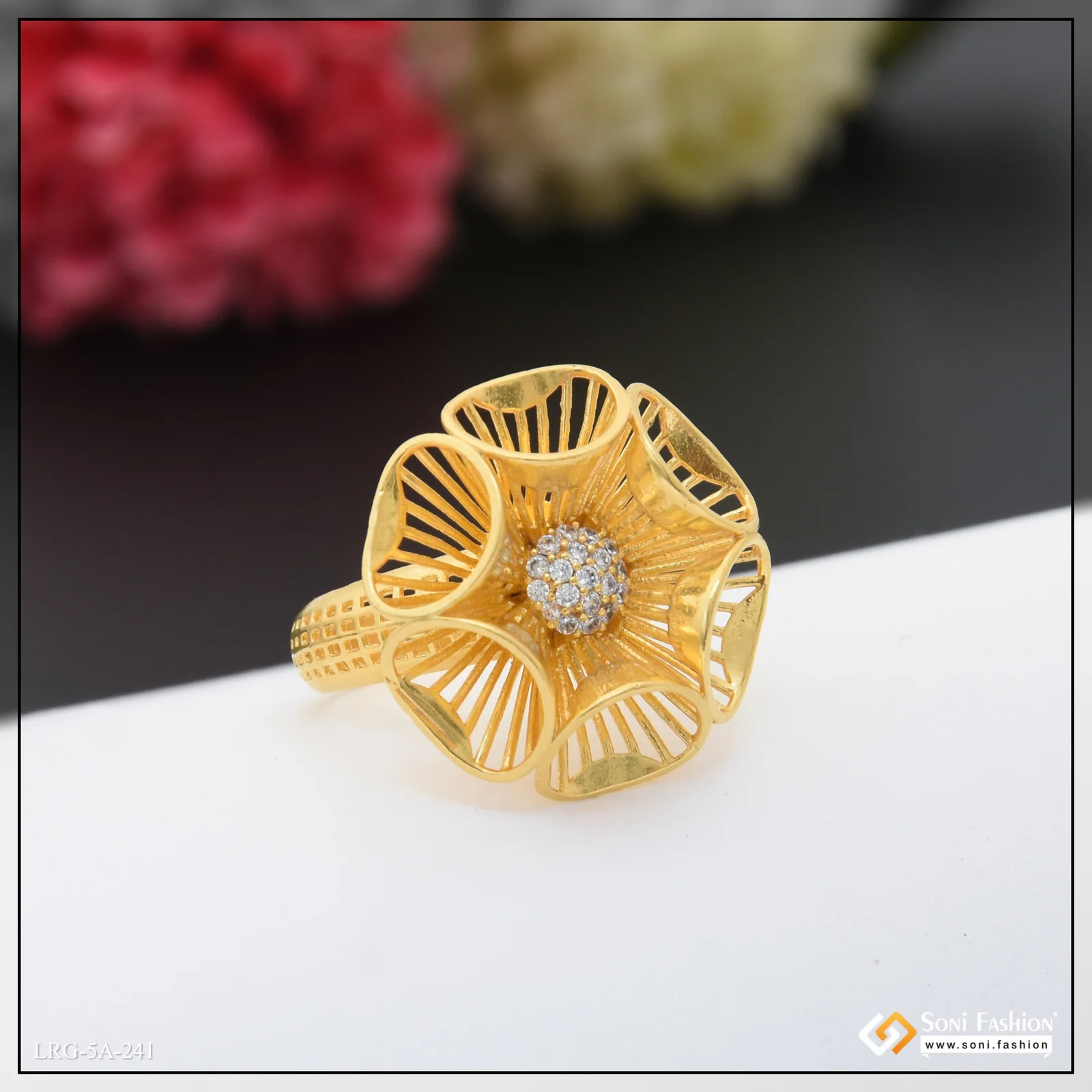 Floral Beautiful Design Gold Plated Ring for Ladies - Style A241 - Image 5
