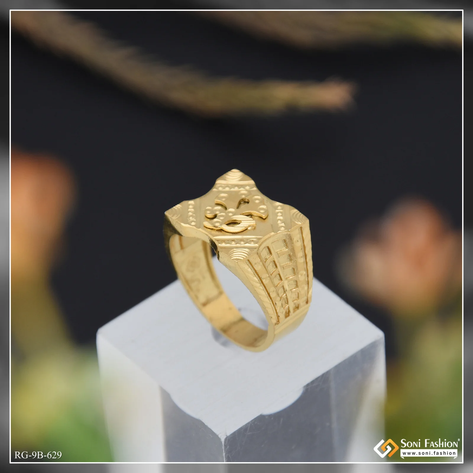 Flower Best Quality Gold Plated Ring for Men - Style B629 - Image 2
