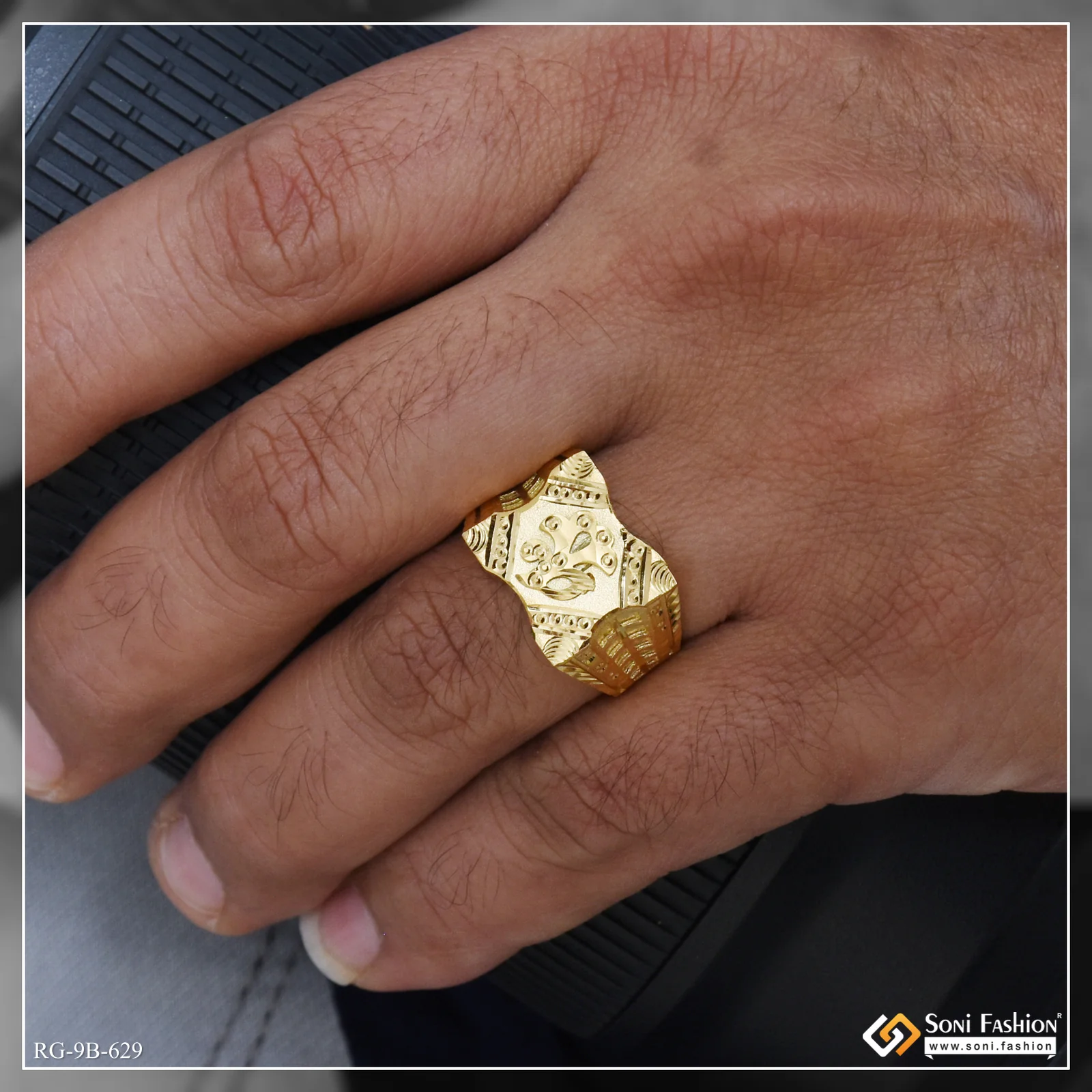 Flower Best Quality Gold Plated Ring for Men - Style B629 - Image 3