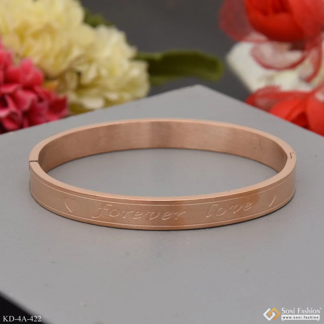 Forever Love Streamlined Design Superior Quality Rose Gold Kada - Style A422 - Image 5