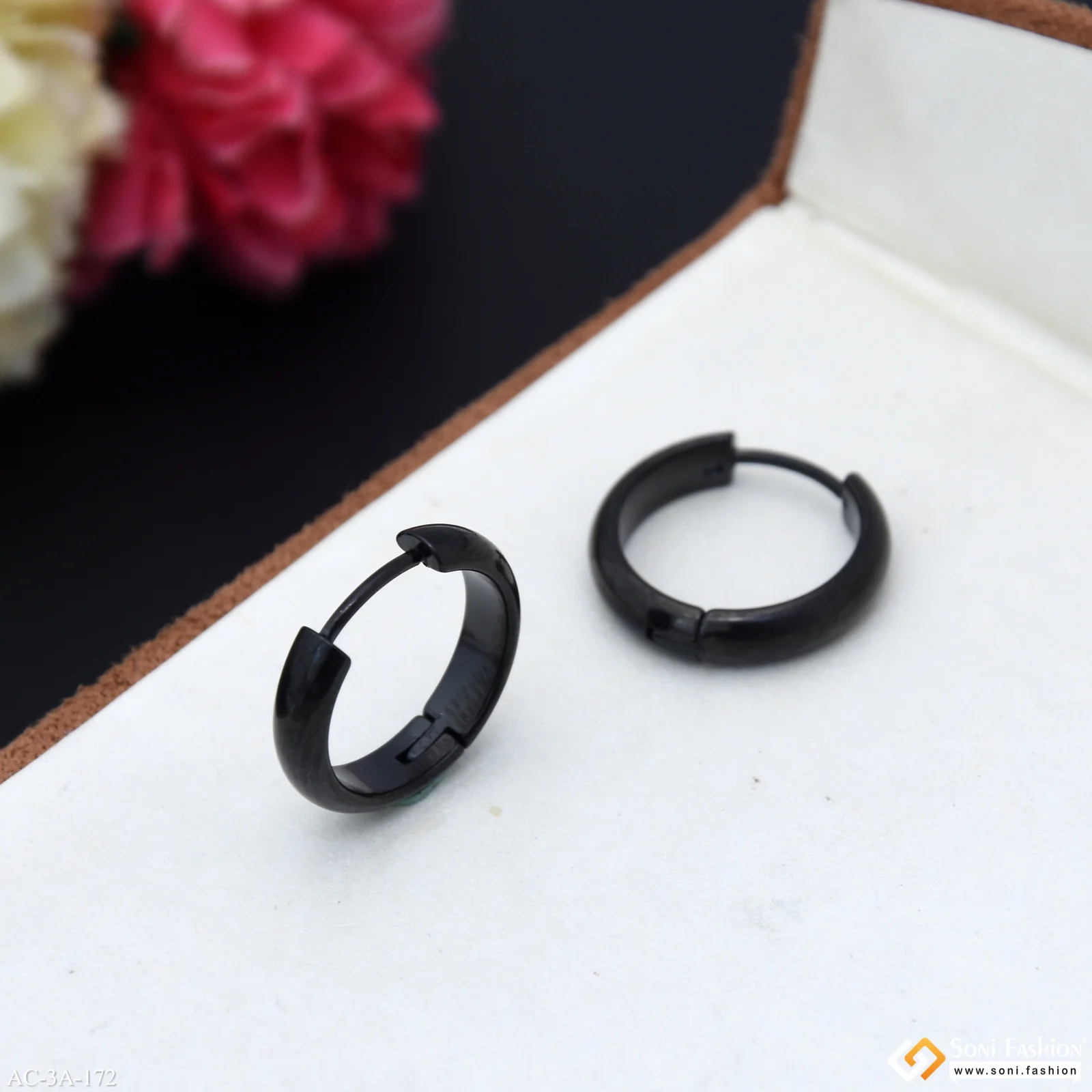 Funky Design Black Color Stud Earring for Men (2 Pc) - Style A172 - Image 4
