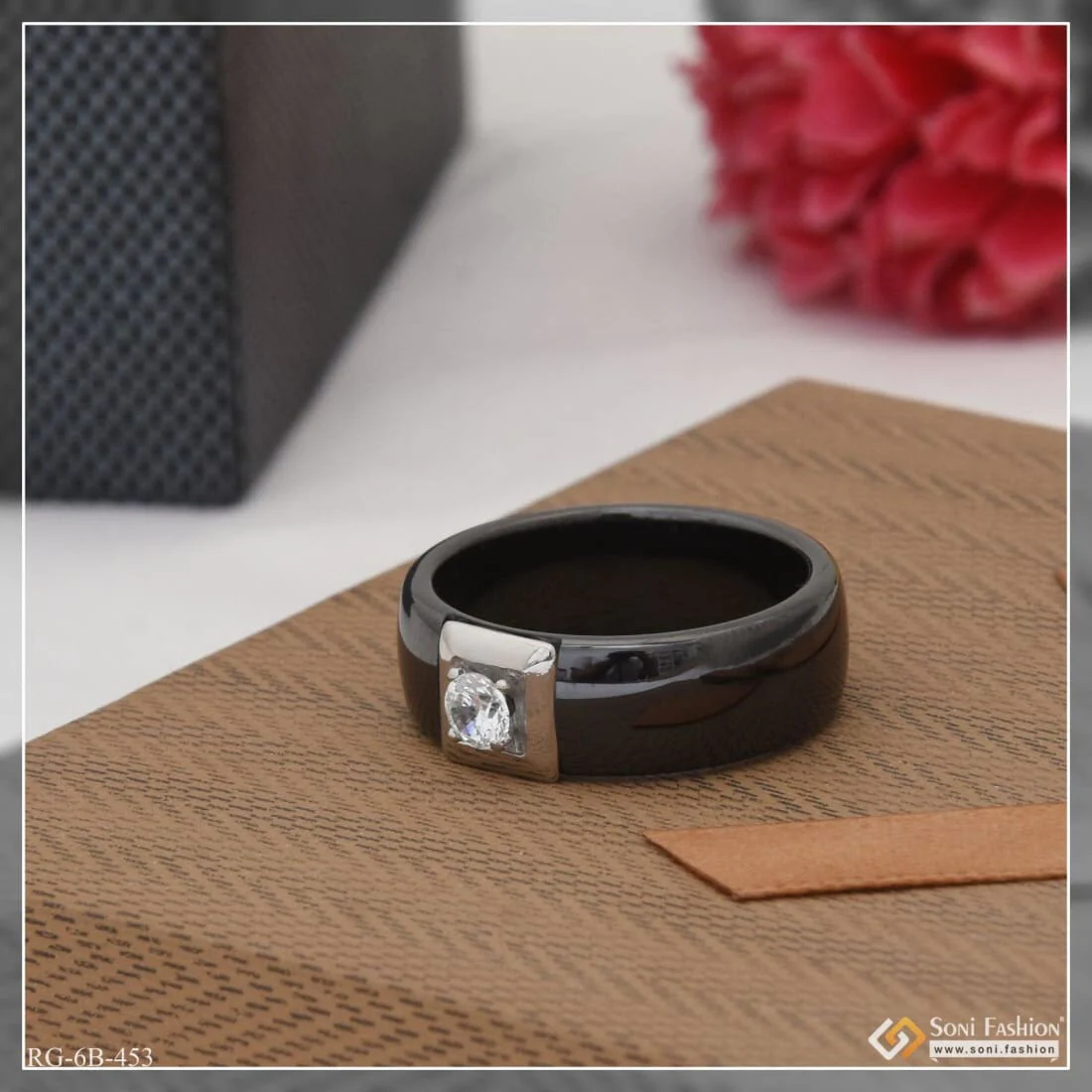 Funky Design With Diamond Excellent Design Black Color Ring For Men - Style B453 - Image 3
