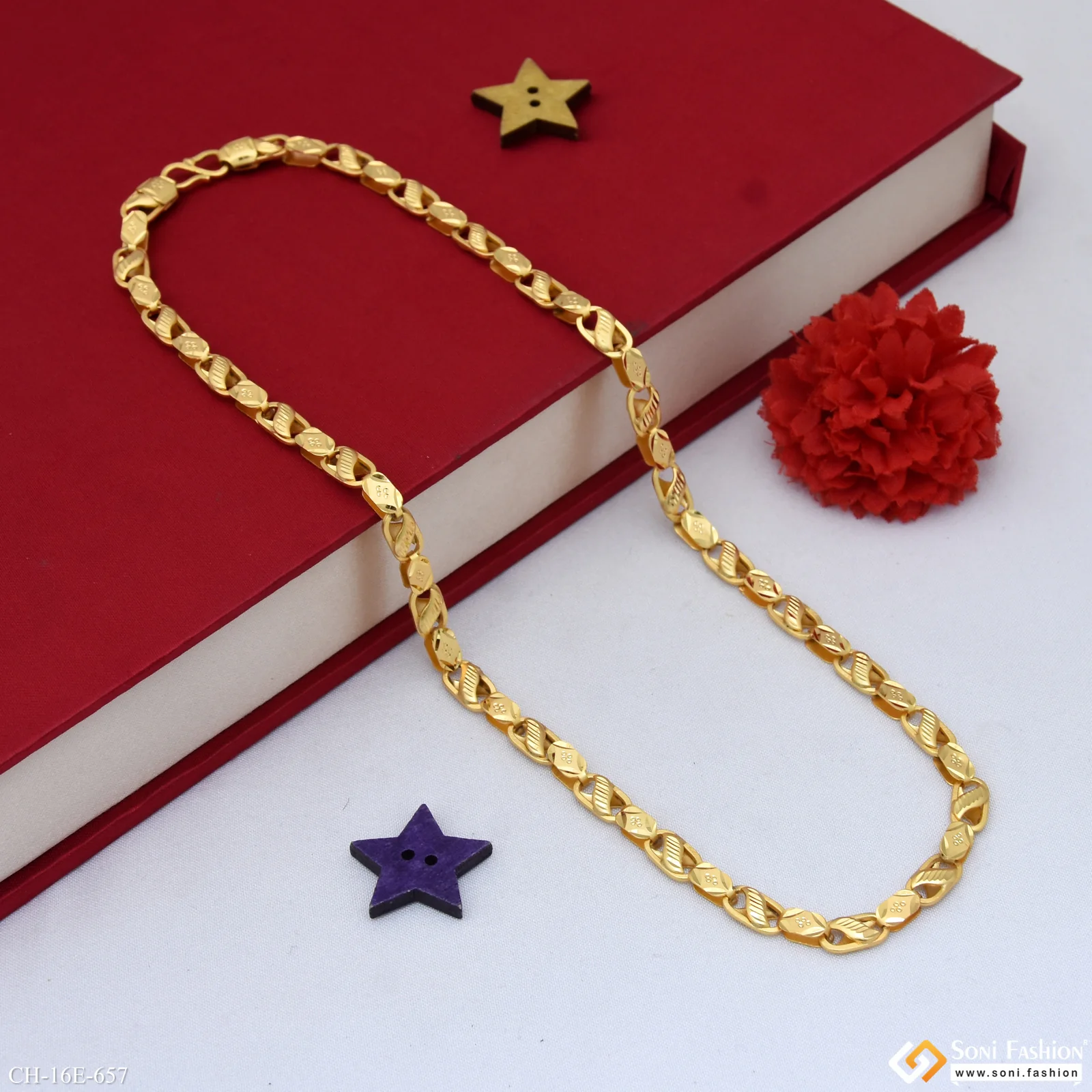 Funky Design Gold Plated Kohli Chain for Men - Style E657 - Image 7