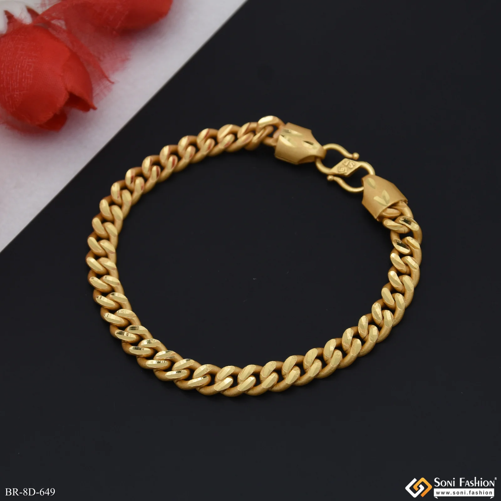 Funky Design Gold Plated Linked Bracelet for Men - Style D649 - Image 5