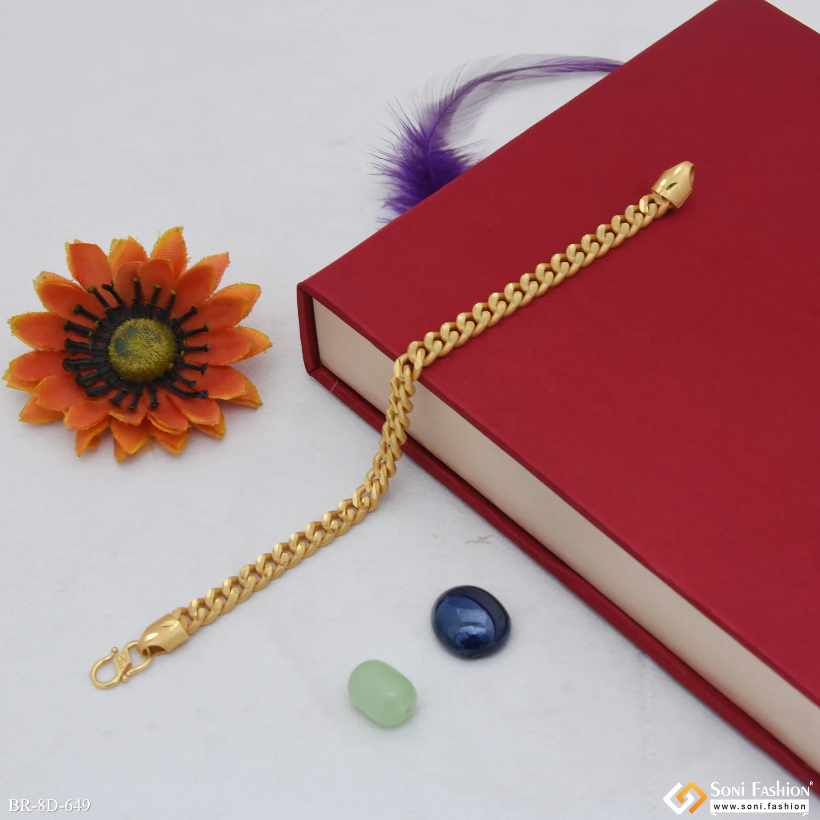 Funky Design Gold Plated Linked Bracelet for Men - Style D649 - Image 6