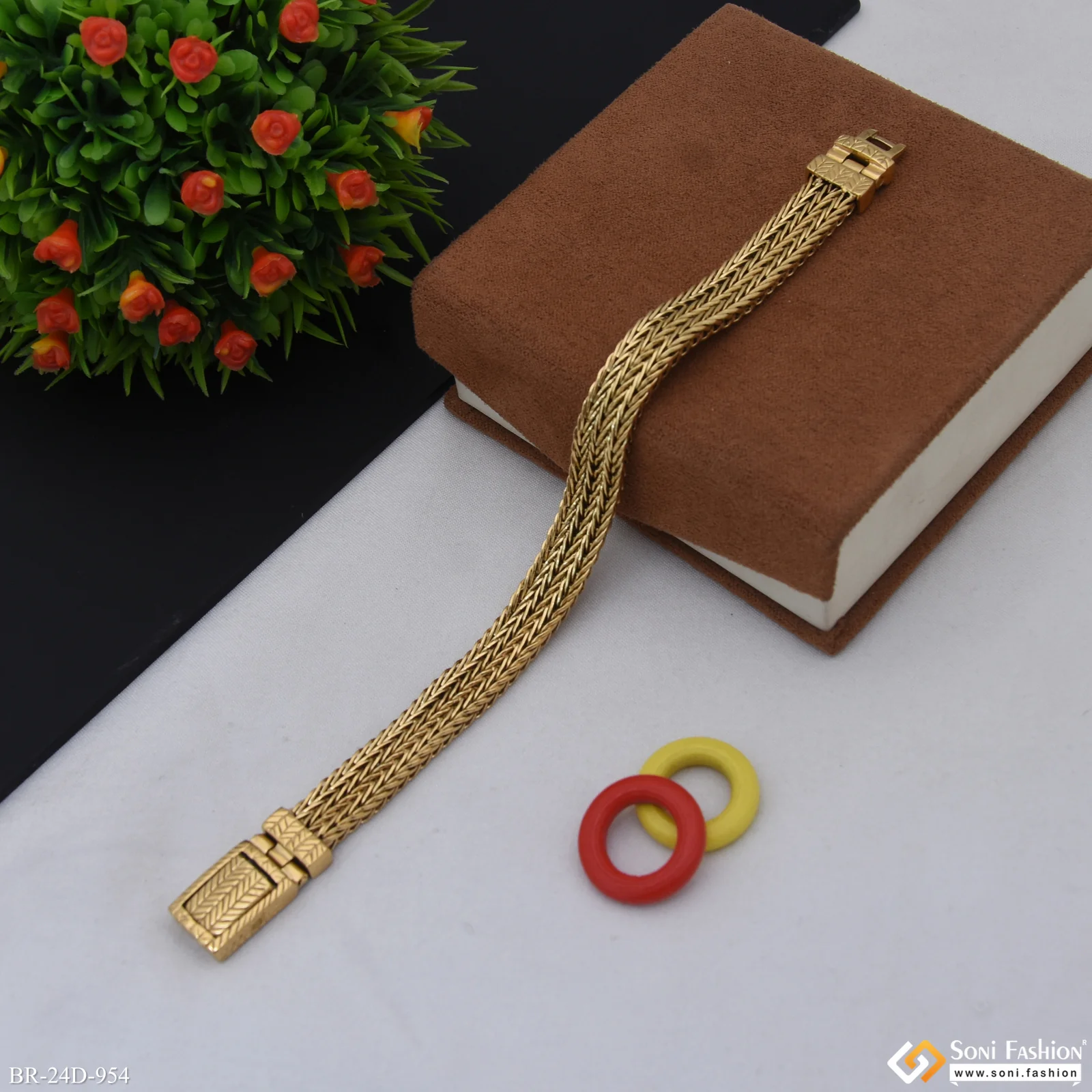 Funky Design Golden Color Stainless Steel Bracelet for Men - Style D954 - Image 2