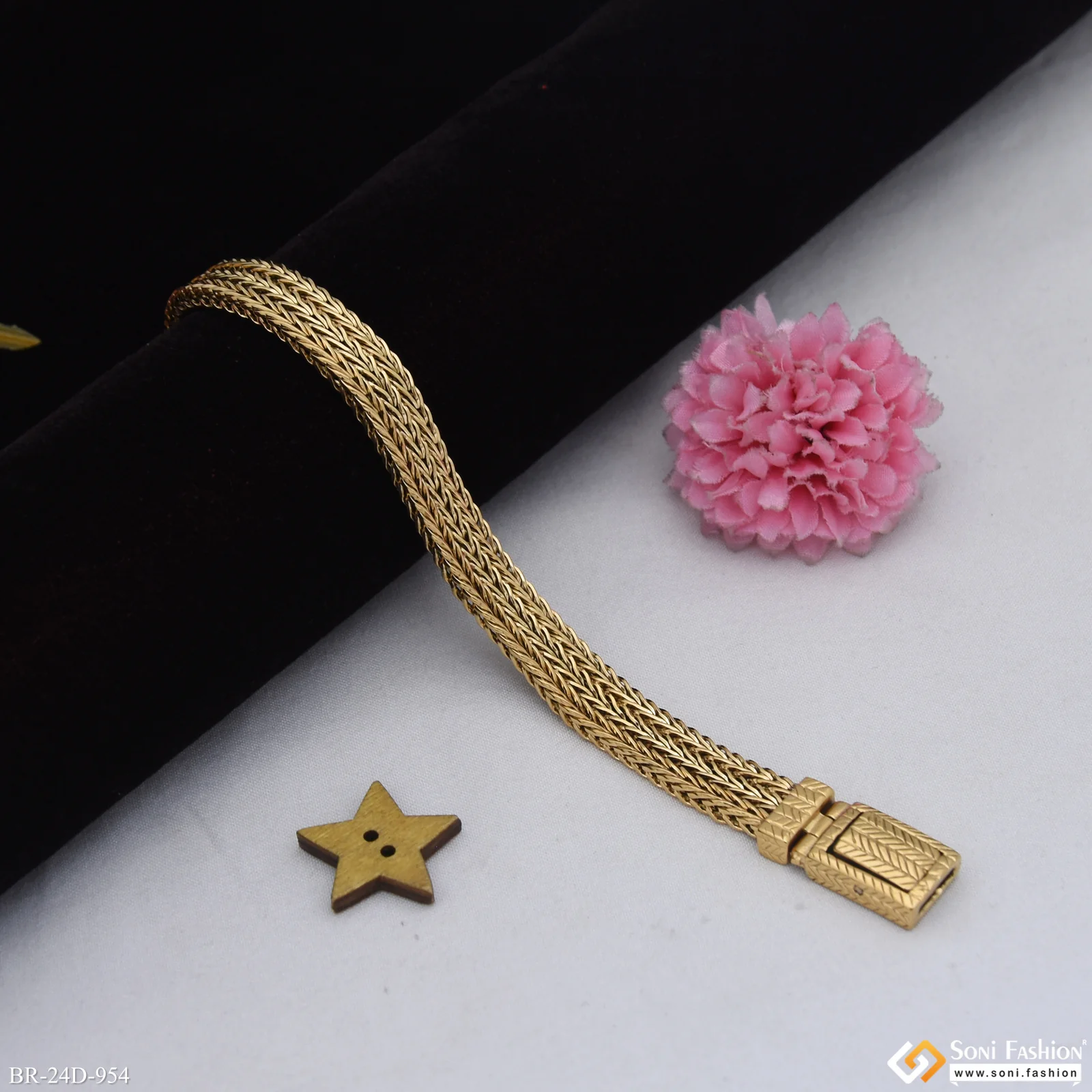 Funky Design Golden Color Stainless Steel Bracelet for Men - Style D954 - Image 3