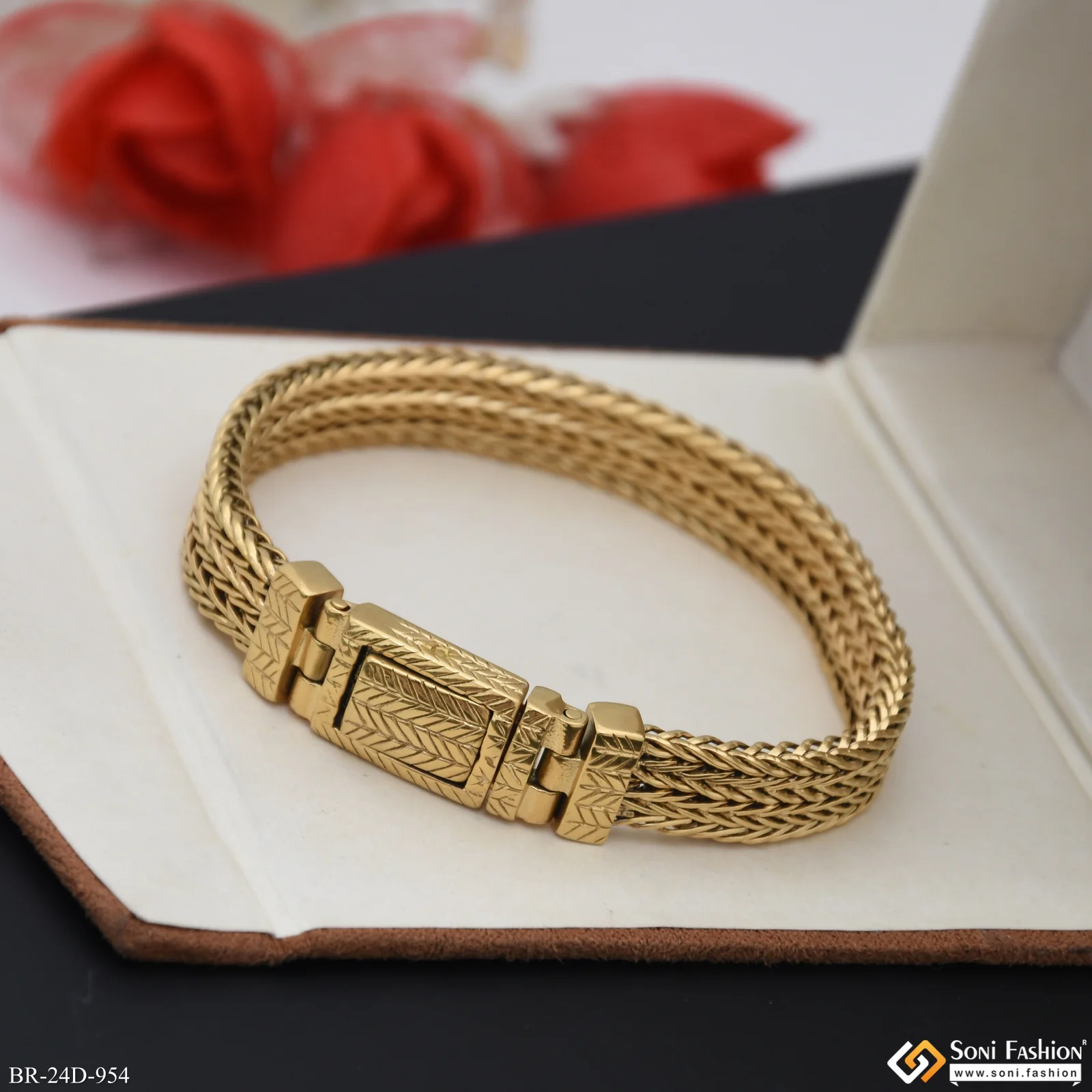 Funky Design Golden Color Stainless Steel Bracelet for Men - Style D954 - Image 5