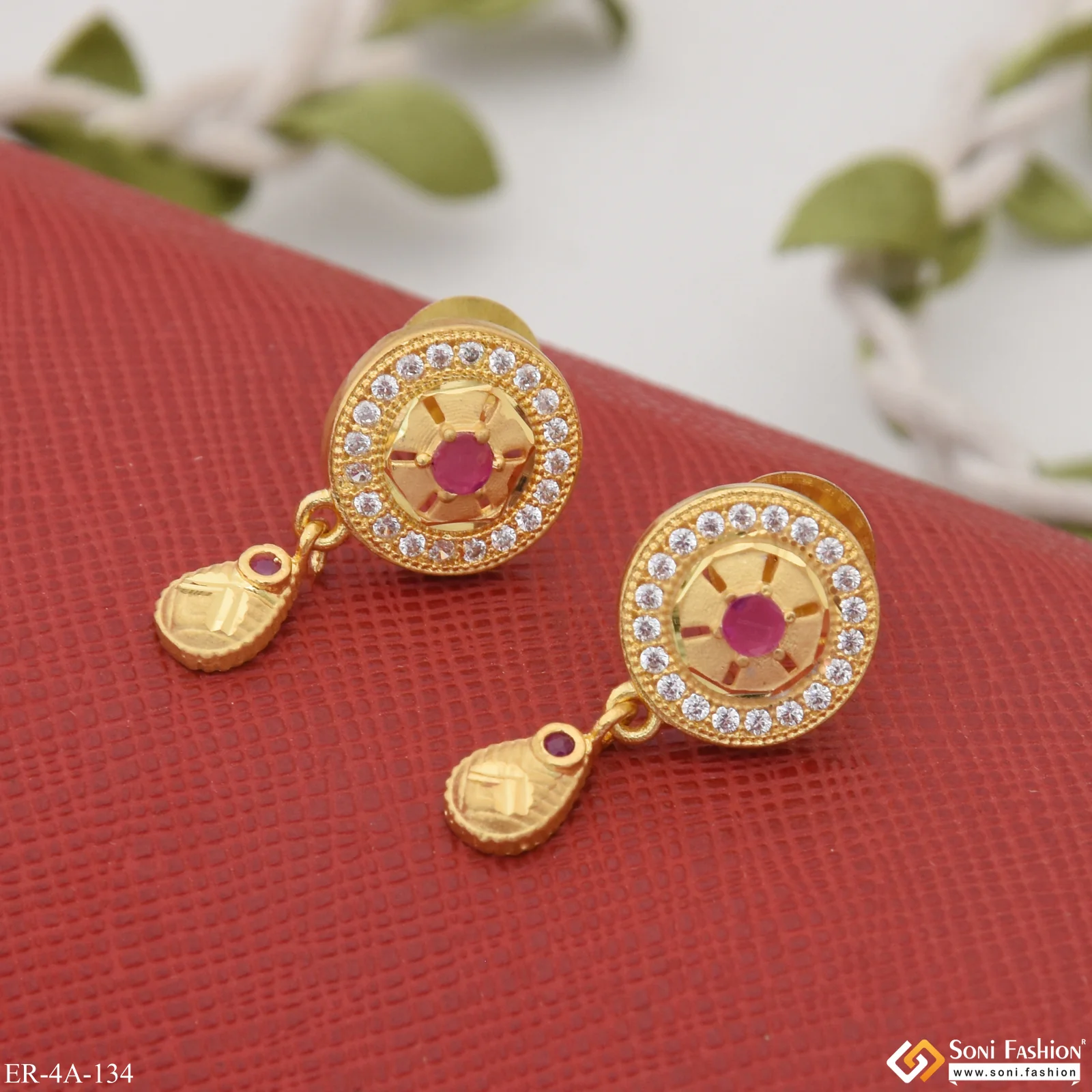 Funky Design Hand-Finished Design Gold Plated Earrings for Ladies - Style A134 - Image 3