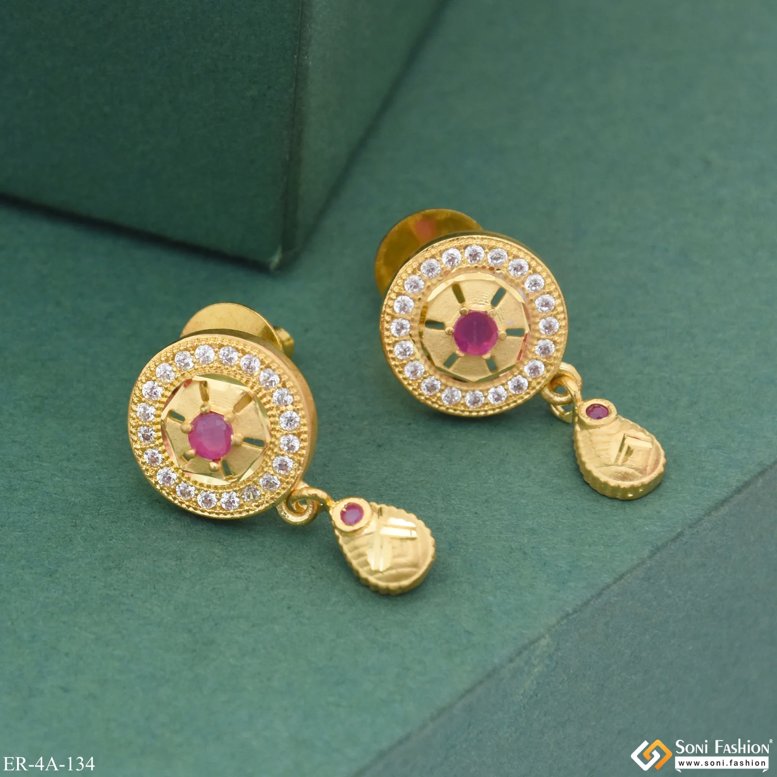 Funky Design Hand-Finished Design Gold Plated Earrings for Ladies - Style A134 - Image 6