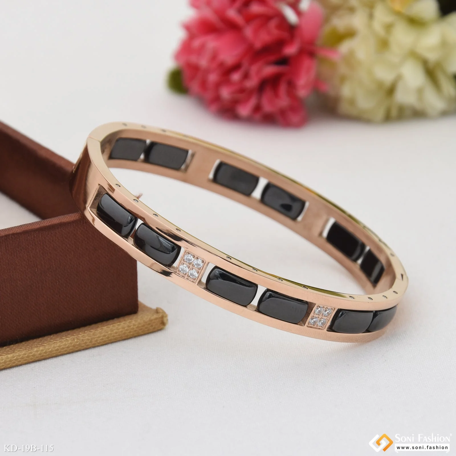 Funky Design Rose Gold Color Ceramic & Steel Kada for Men - Style B115 - Image 5