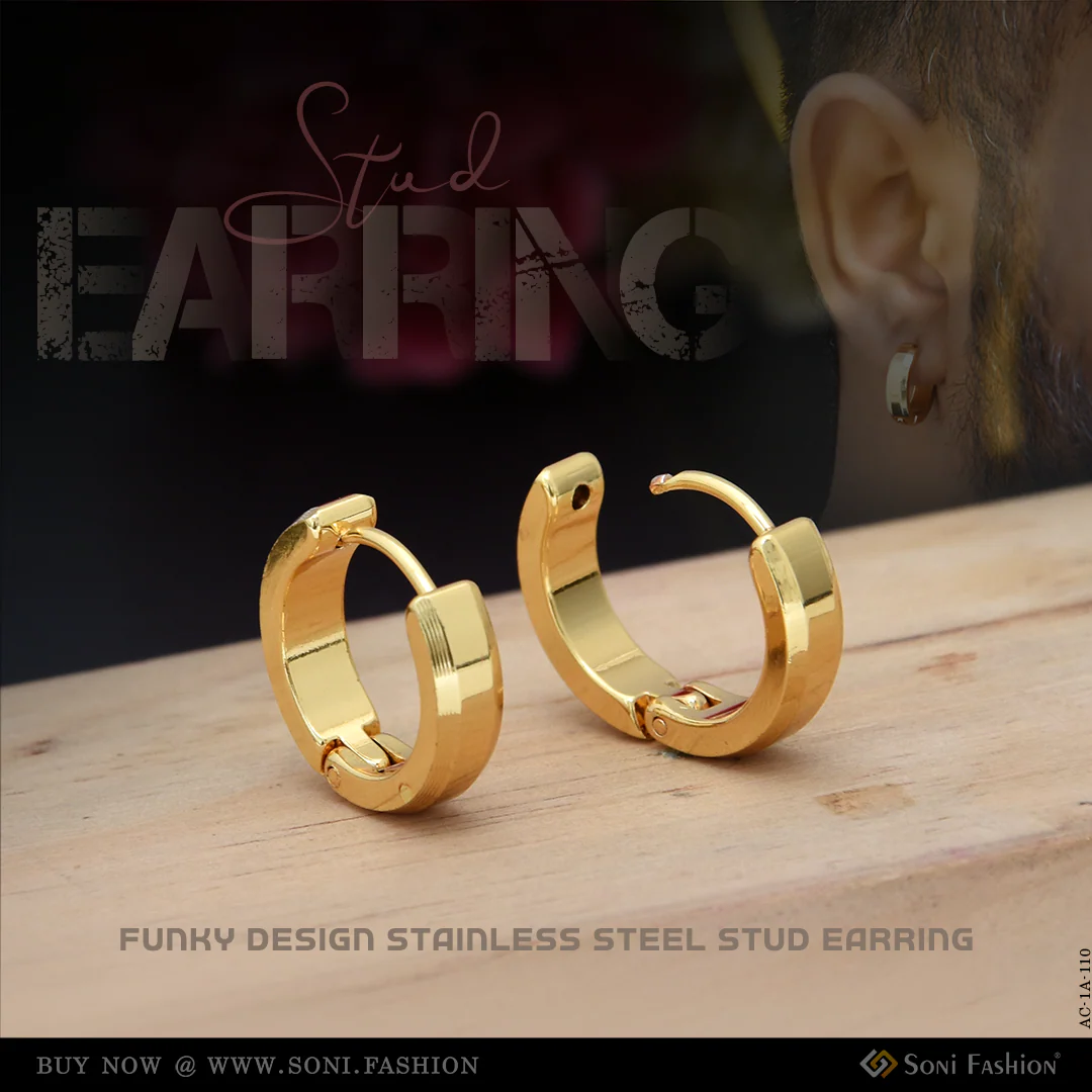 Funky Design Stainless Steel Stud Earring for Men (2 Pc) - Style A110