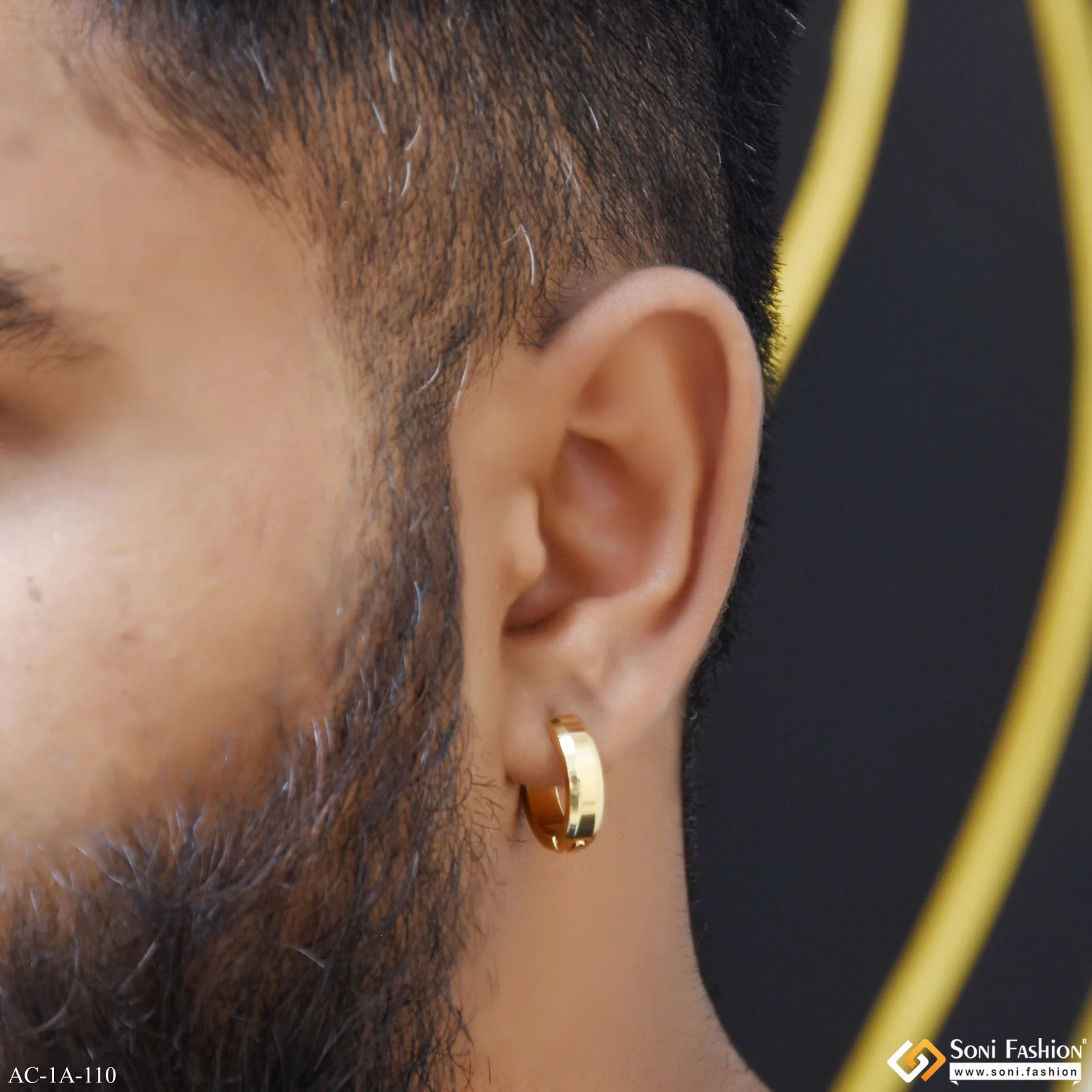 Funky Design Stainless Steel Stud Earring for Men (2 Pc) - Style A110 - Image 3