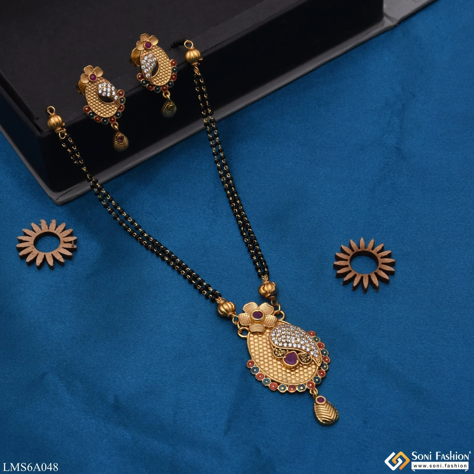 Funky Design With Diamond Gold Plated Mangalsutra Set For Women - Style Lmsa048 - Image 4