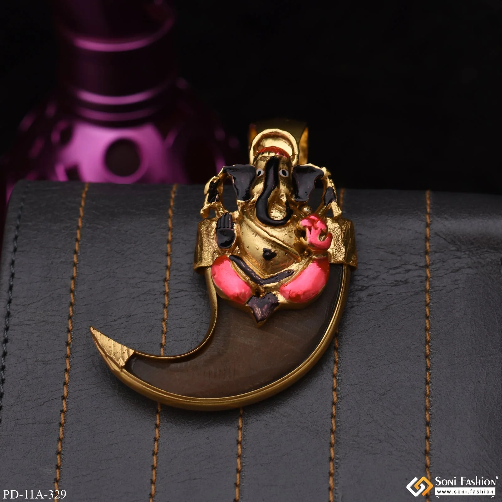 Ganesha in Artificial Classic Design Gold Plated Pendant for Men - Style A329 - Image 5