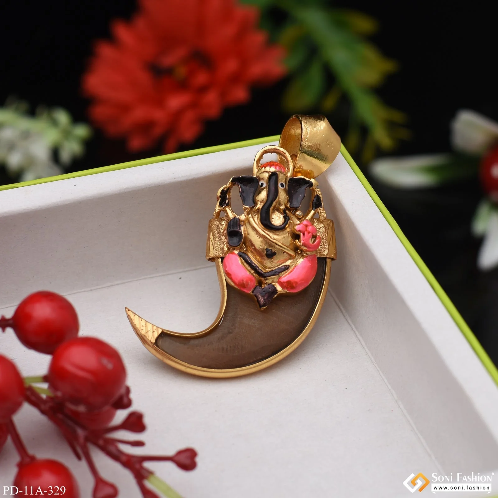 Ganesha in Artificial Classic Design Gold Plated Pendant for Men - Style A329 - Image 7