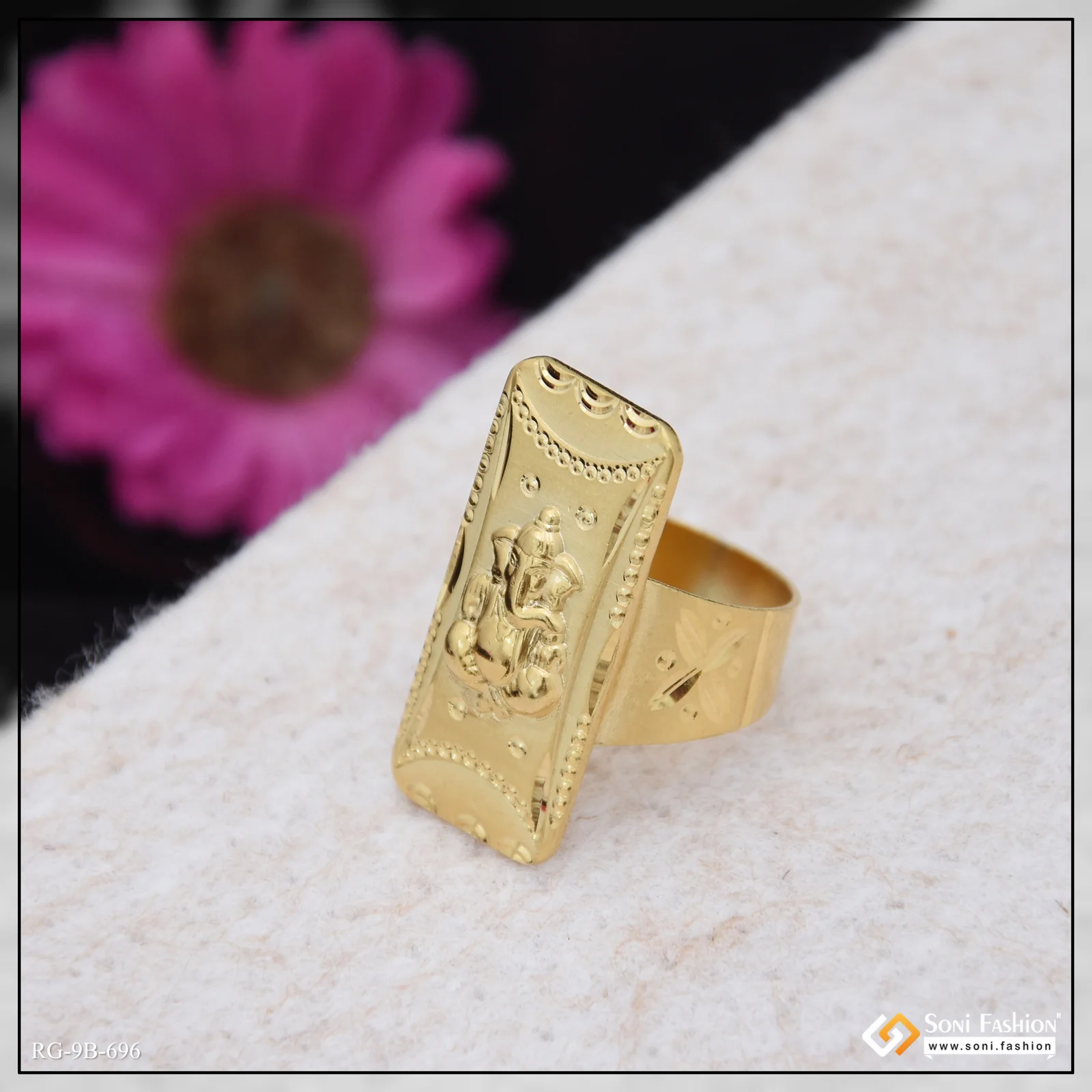Ganesha Trending Design Gold Plated Ring for Men - Style B696 - Image 2