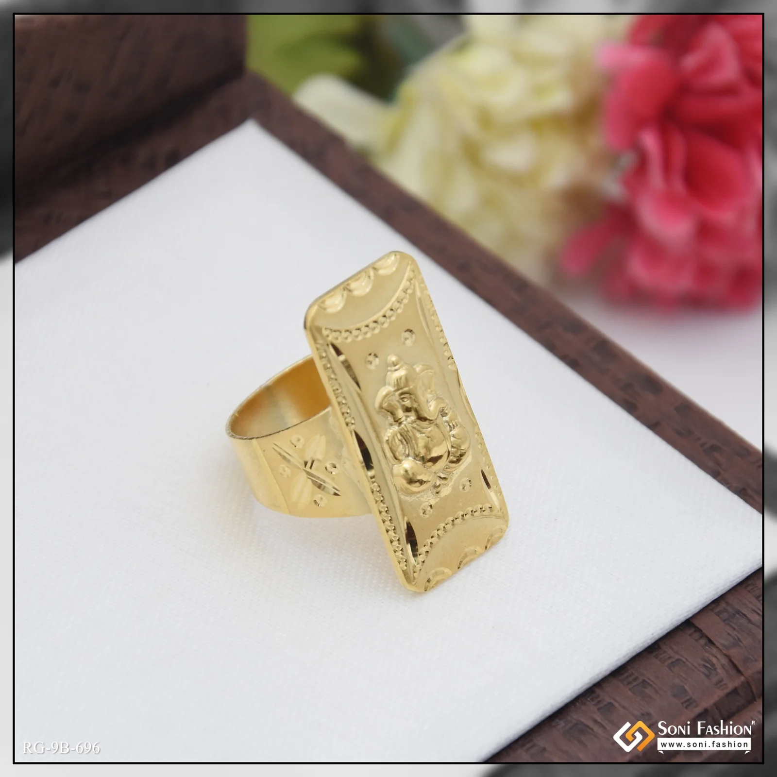 Ganesha Trending Design Gold Plated Ring for Men - Style B696 - Image 3