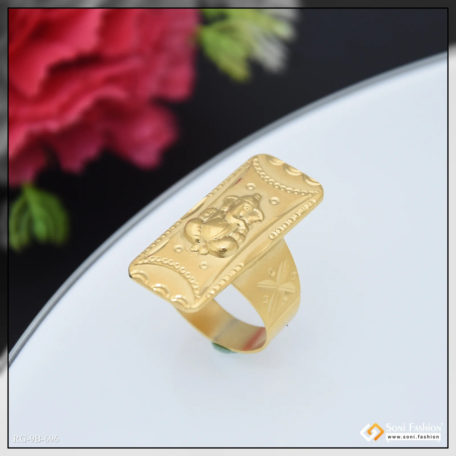 Ganesha Trending Design Gold Plated Ring for Men - Style B696 - Image 4
