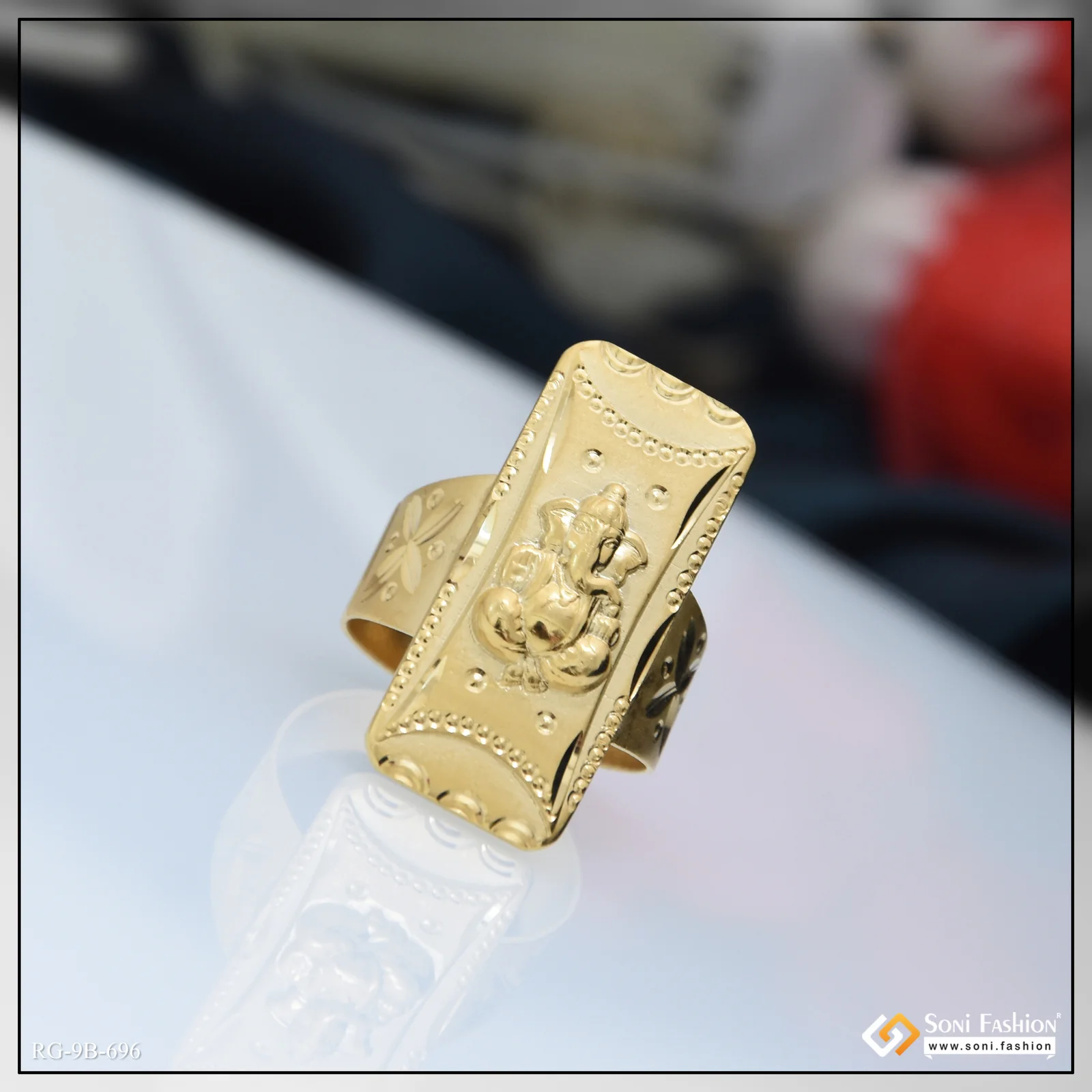 Ganesha Trending Design Gold Plated Ring for Men - Style B696 - Image 5