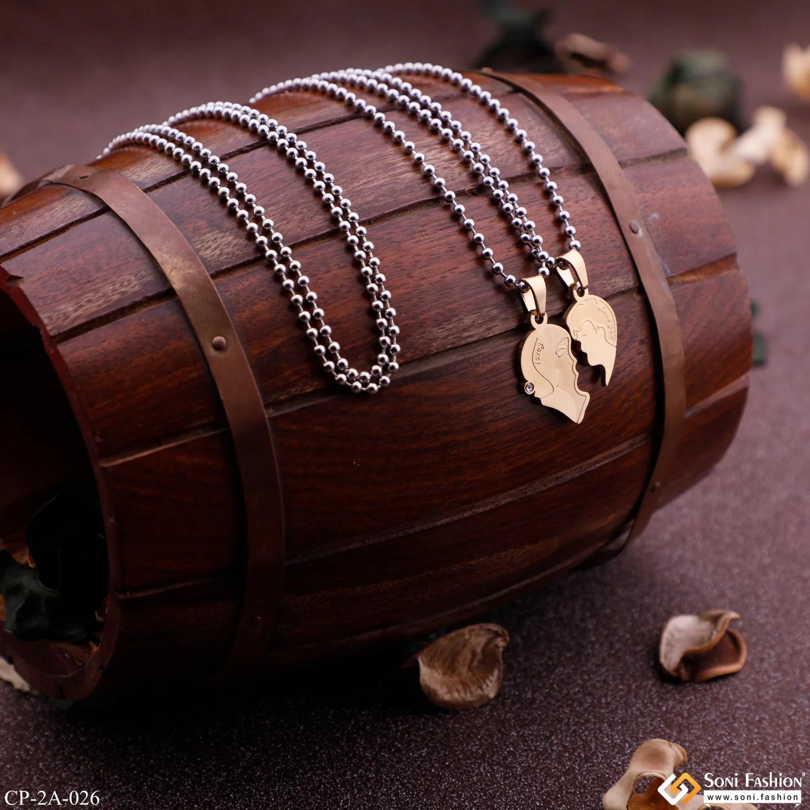 Boy and Girl Heart Locket Couple Chain with Pendant for Valentine's Day Gift - Style A026 - Image 5