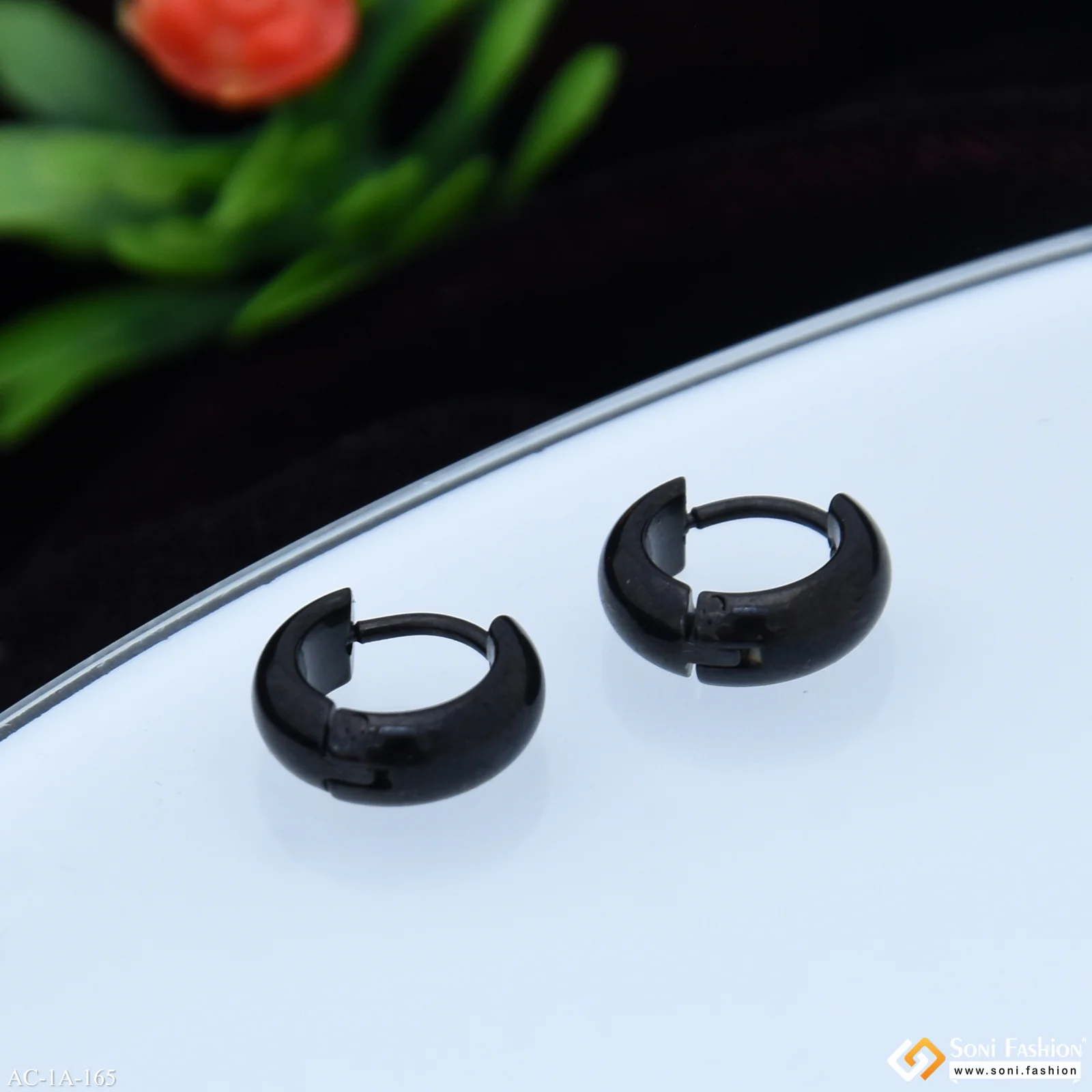 Glamorous Design Black Color Stud Earring for Men (2 Pc) - Style A165 - Image 3