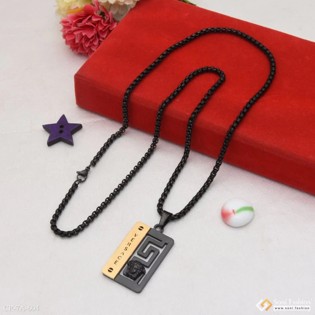 Glamorous Design Black & Golden Color Chain Pendant Combo for Men - Style A604 - Image 3