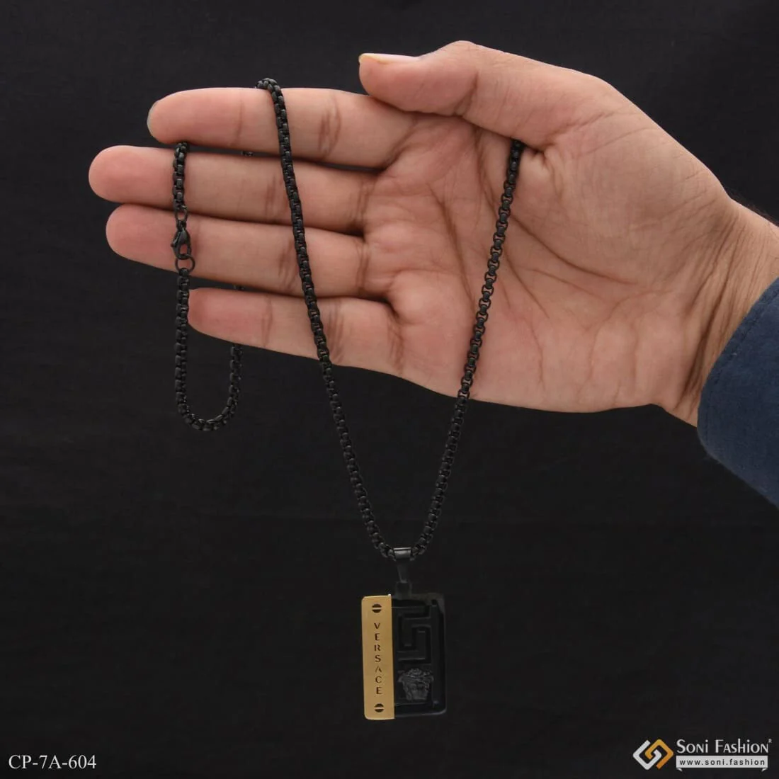 Glamorous Design Black & Golden Color Chain Pendant Combo for Men - Style A604 - Image 5
