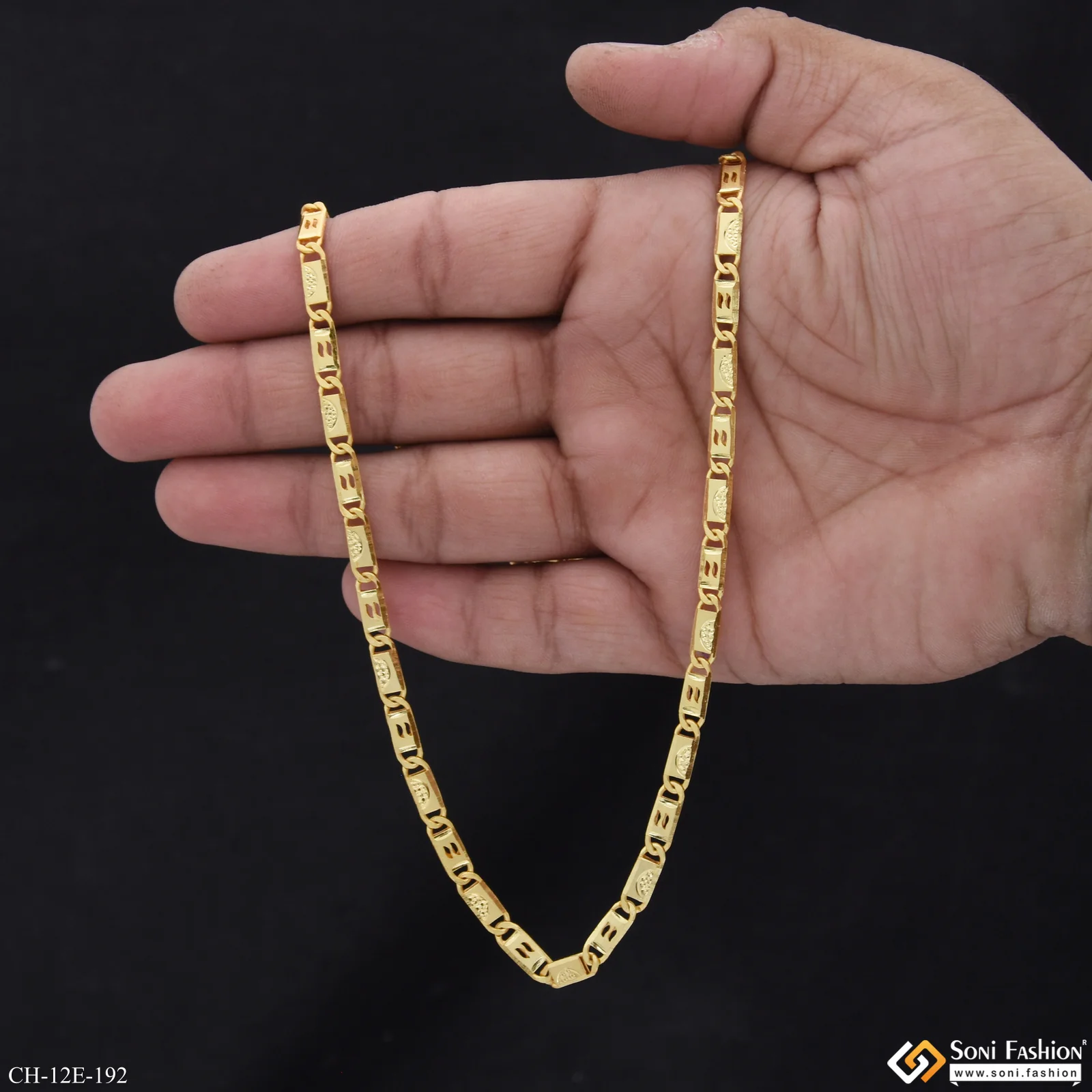 Glamorous Design Gold Plated Biscuit Chain for Men - Style E192 - Image 6