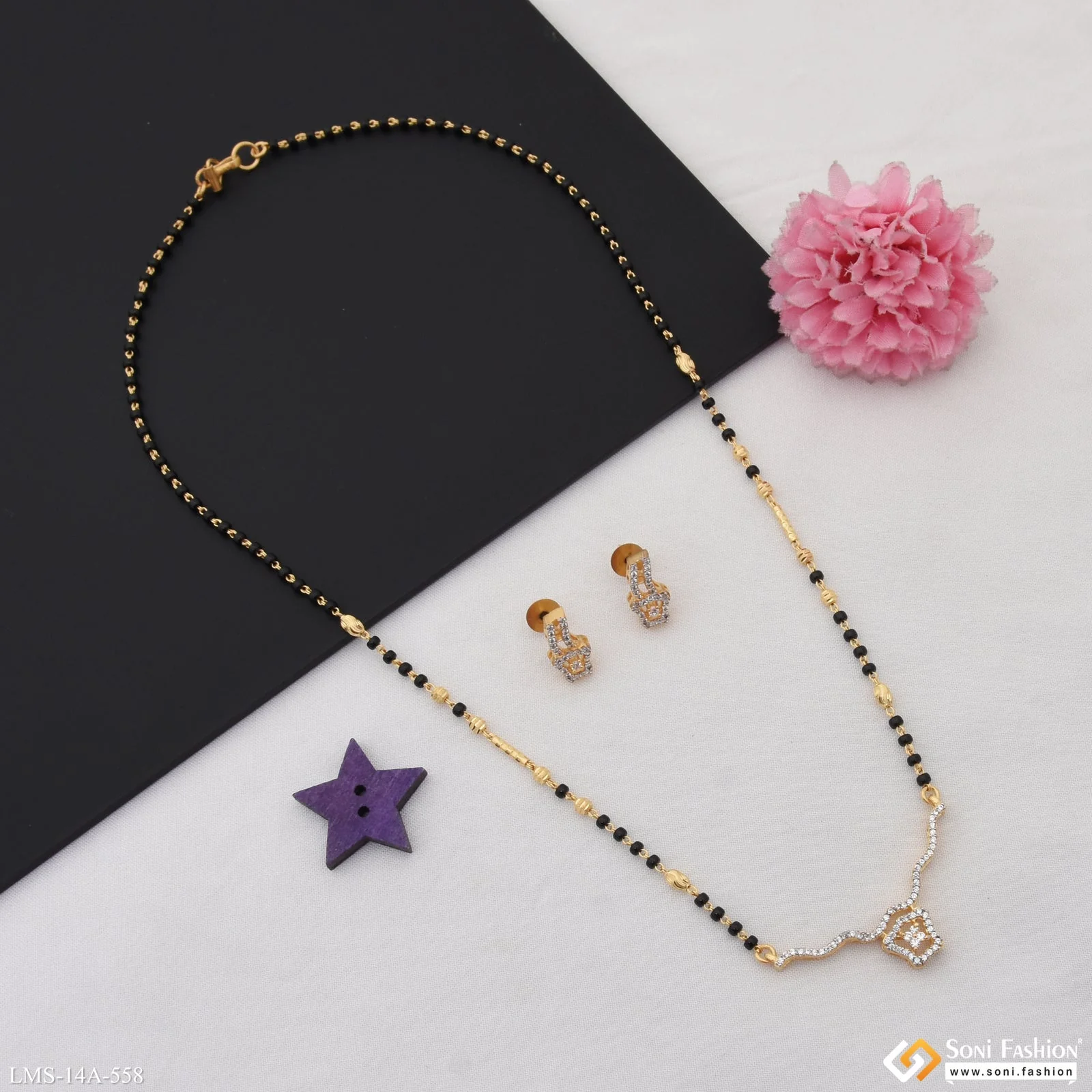Glamorous Design Gold Plated Mangalsutra Set for Women - Style A558 - Image 2