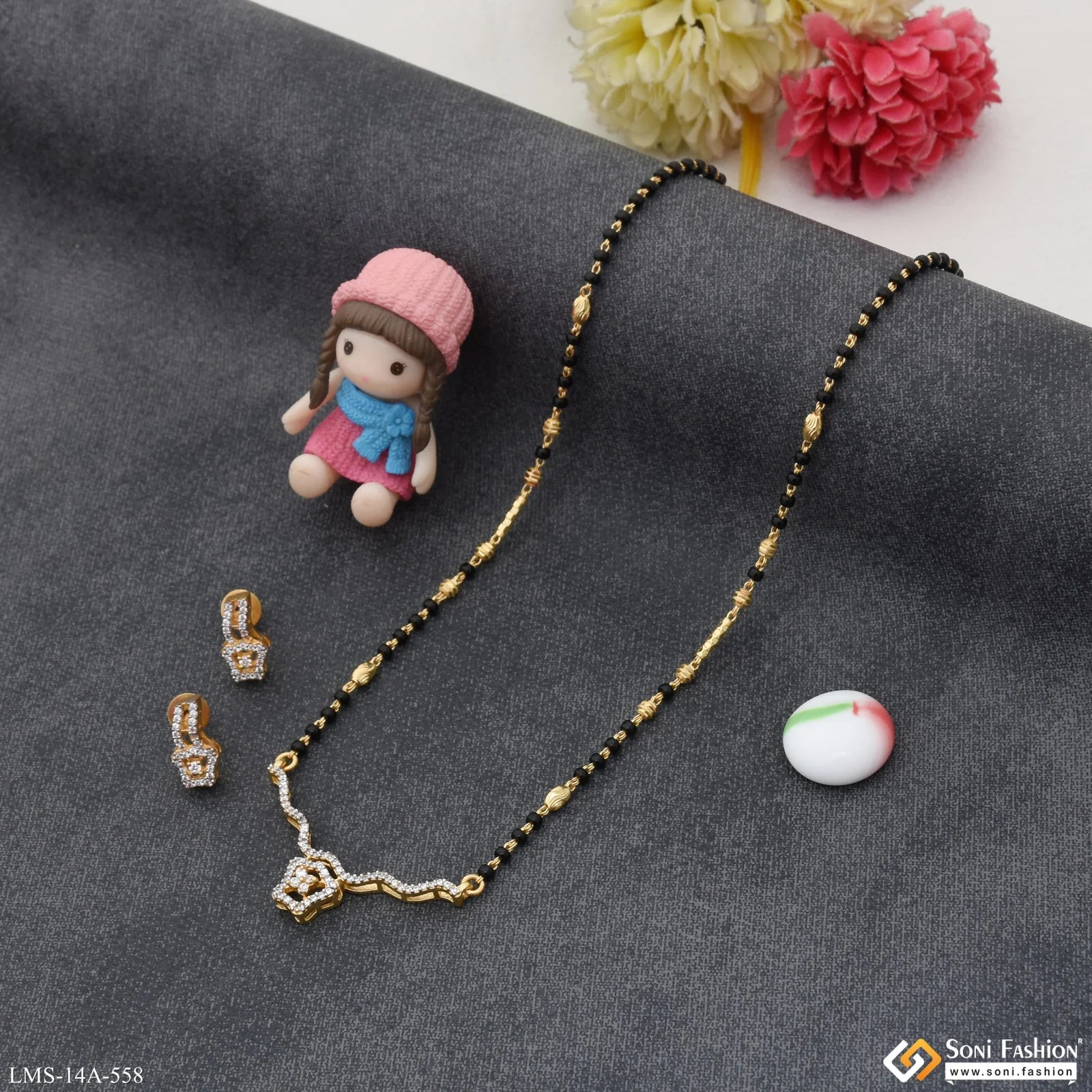 Glamorous Design Gold Plated Mangalsutra Set for Women - Style A558 - Image 4
