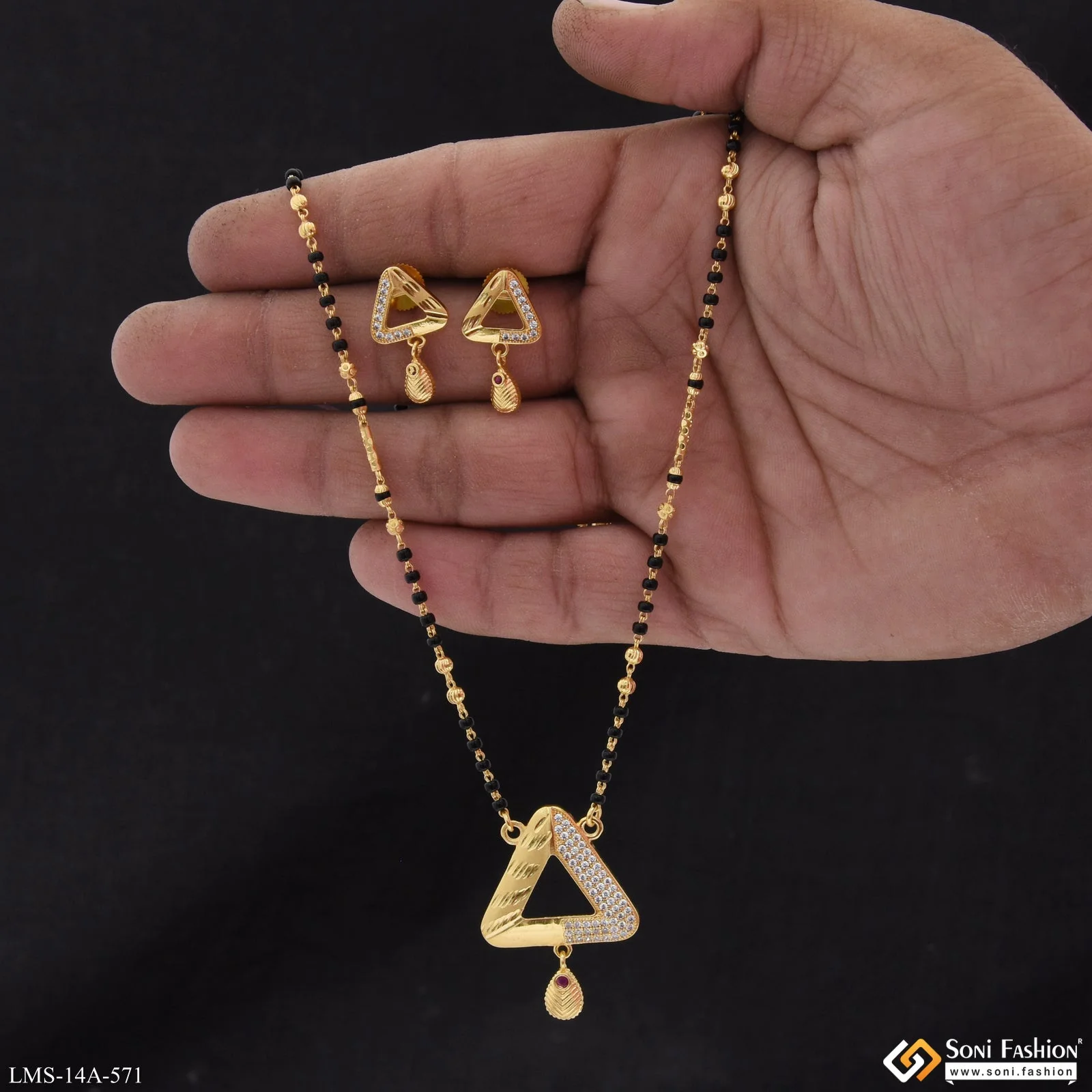 Glamorous Design Gold Plated Mangalsutra Set for Women - Style A571 - Image 2