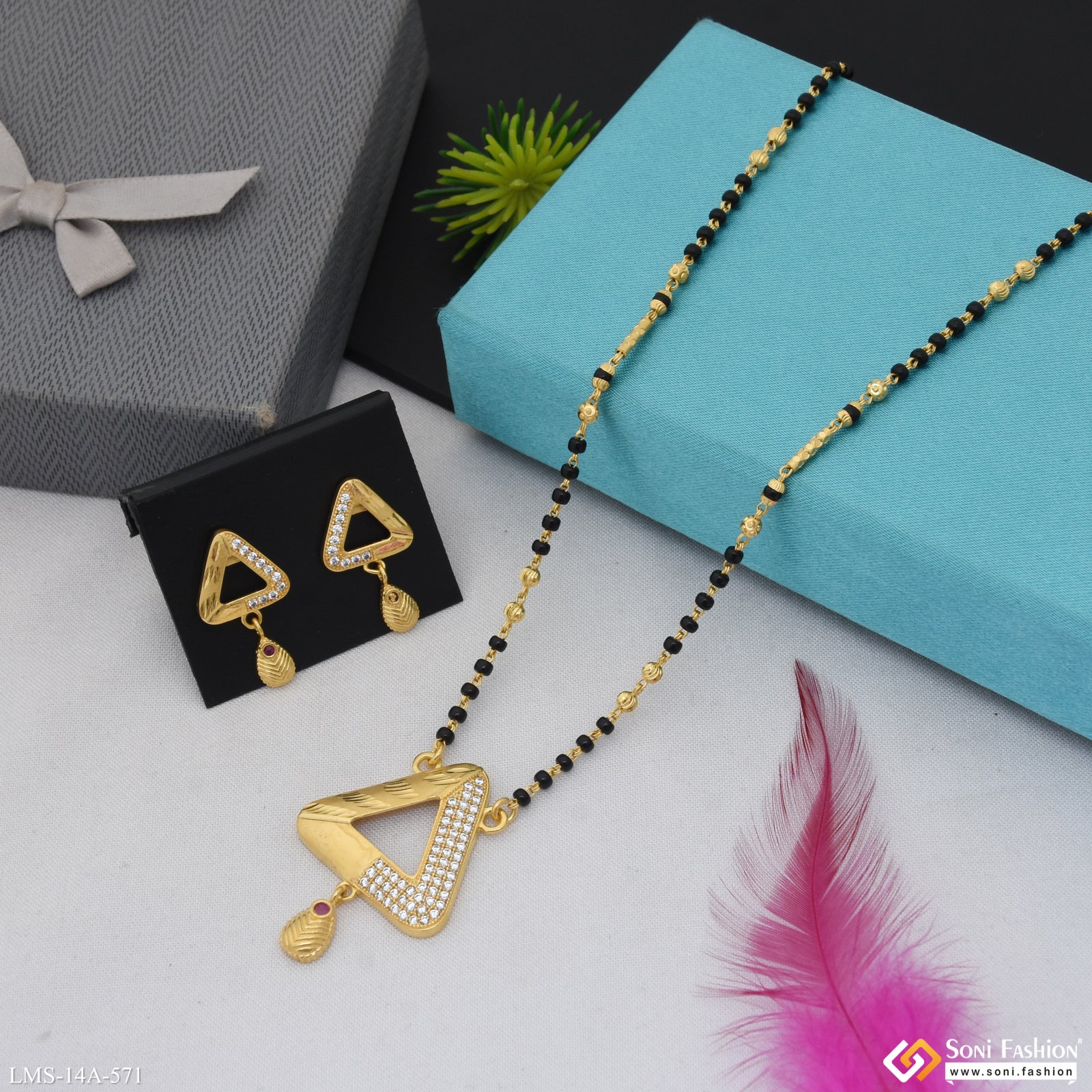Glamorous Design Gold Plated Mangalsutra Set for Women - Style A571 - Image 4