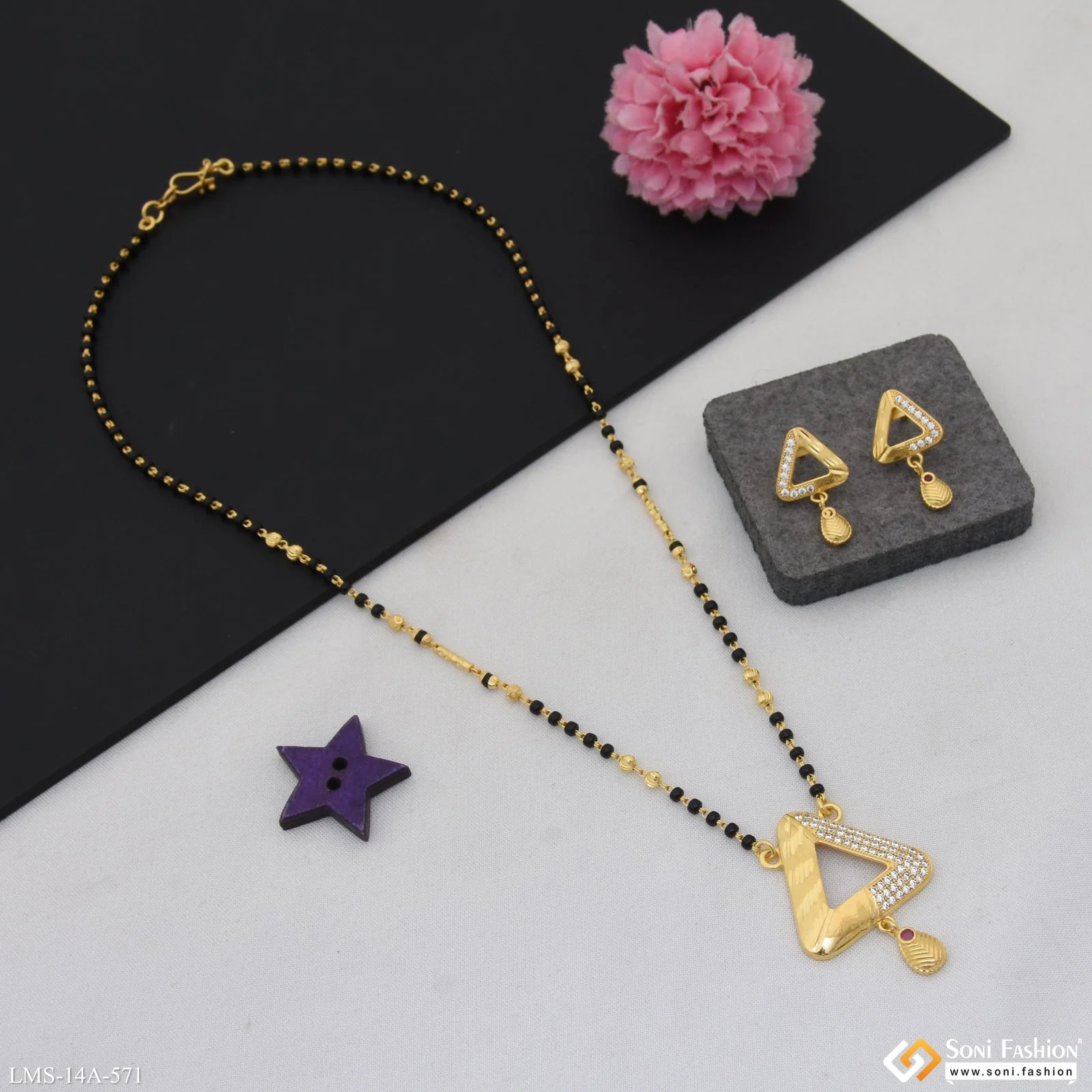 Glamorous Design Gold Plated Mangalsutra Set for Women - Style A571 - Image 5