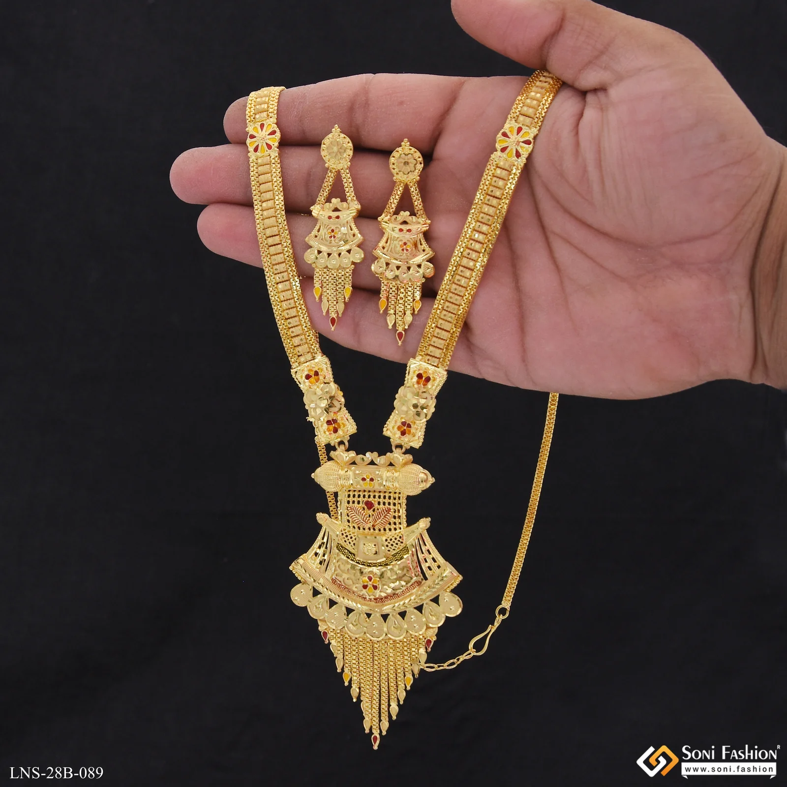 Glamorous Design Gold Plated Necklace Set for Women - Style B089 - Image 2