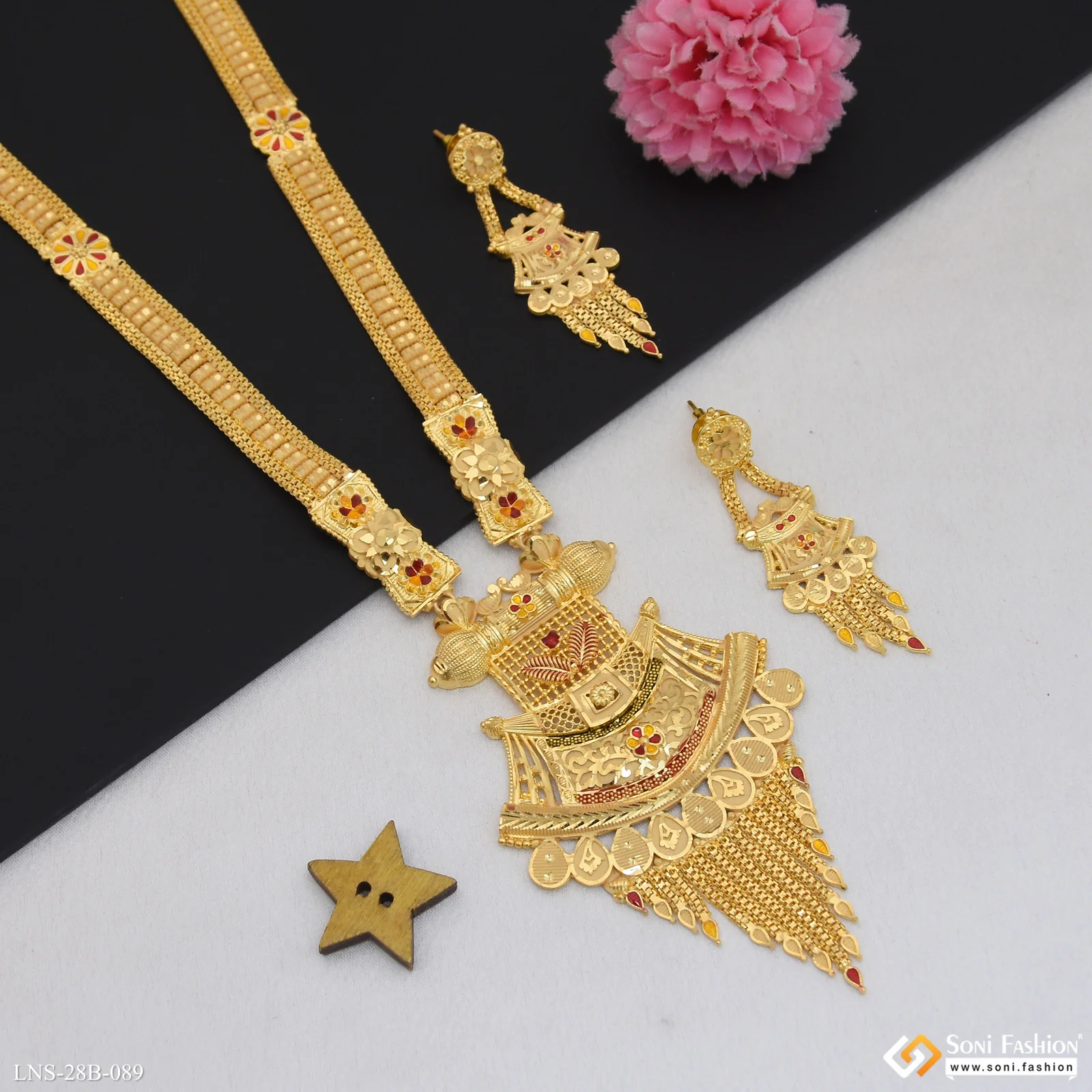 Glamorous Design Gold Plated Necklace Set for Women - Style B089 - Image 4