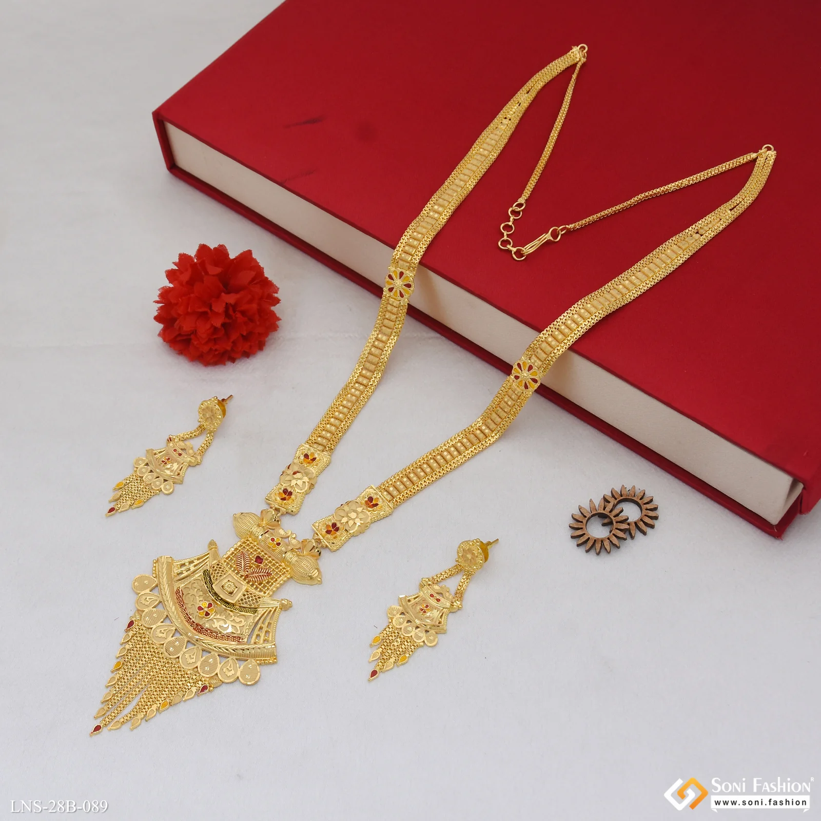Glamorous Design Gold Plated Necklace Set for Women - Style B089 - Image 5