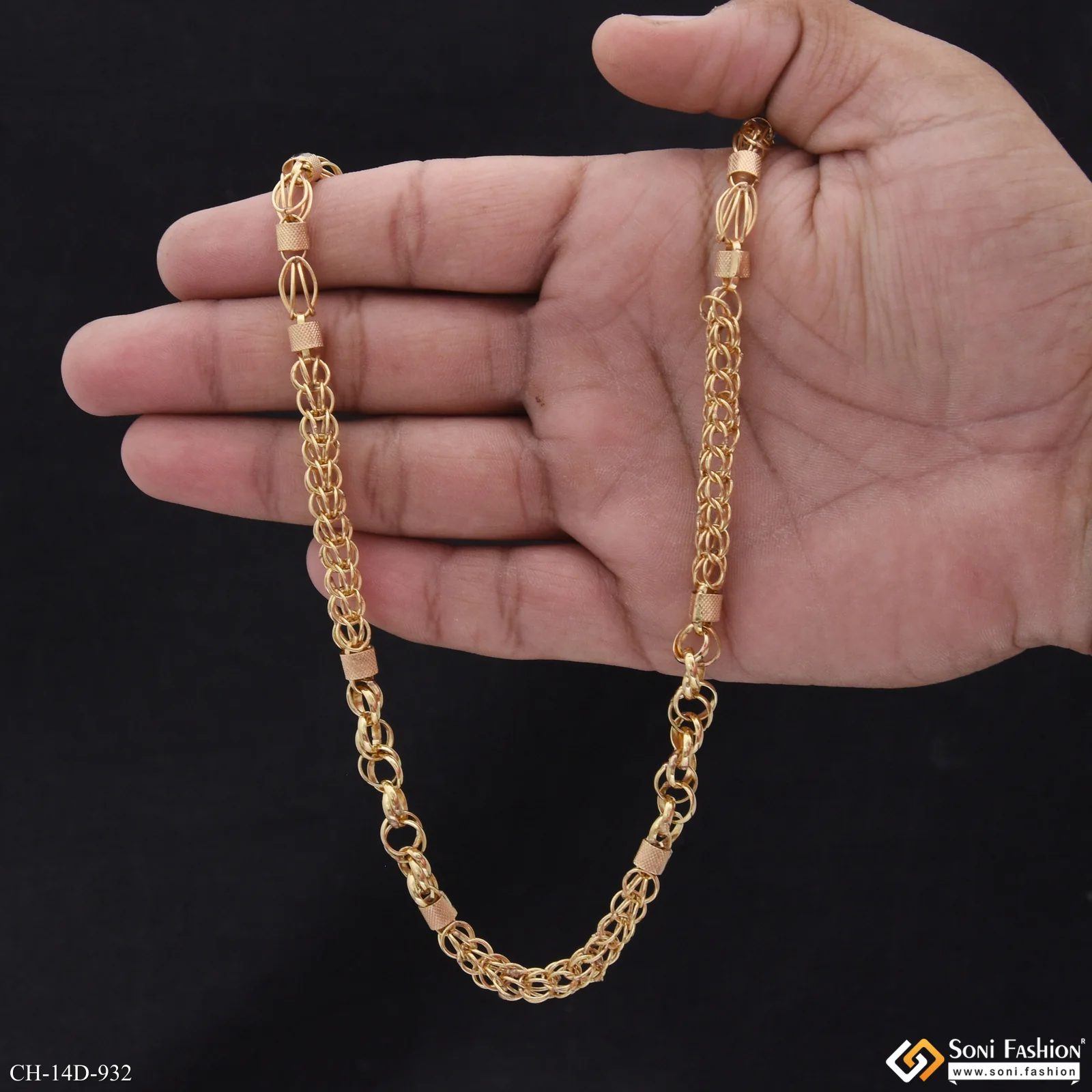 Glamorous Design Gold Plated Rajwadi Chain for Men - Style D932 - Image 6