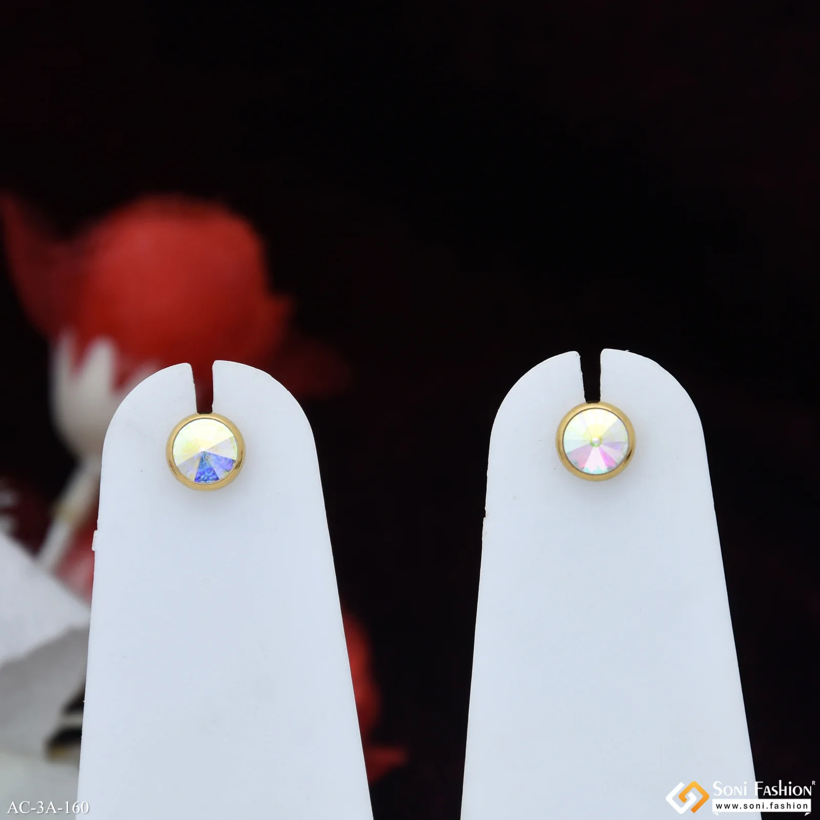 Glamorous Design Golden Color Stud Earring for Men (2 Pc) - Style A160 - Image 2